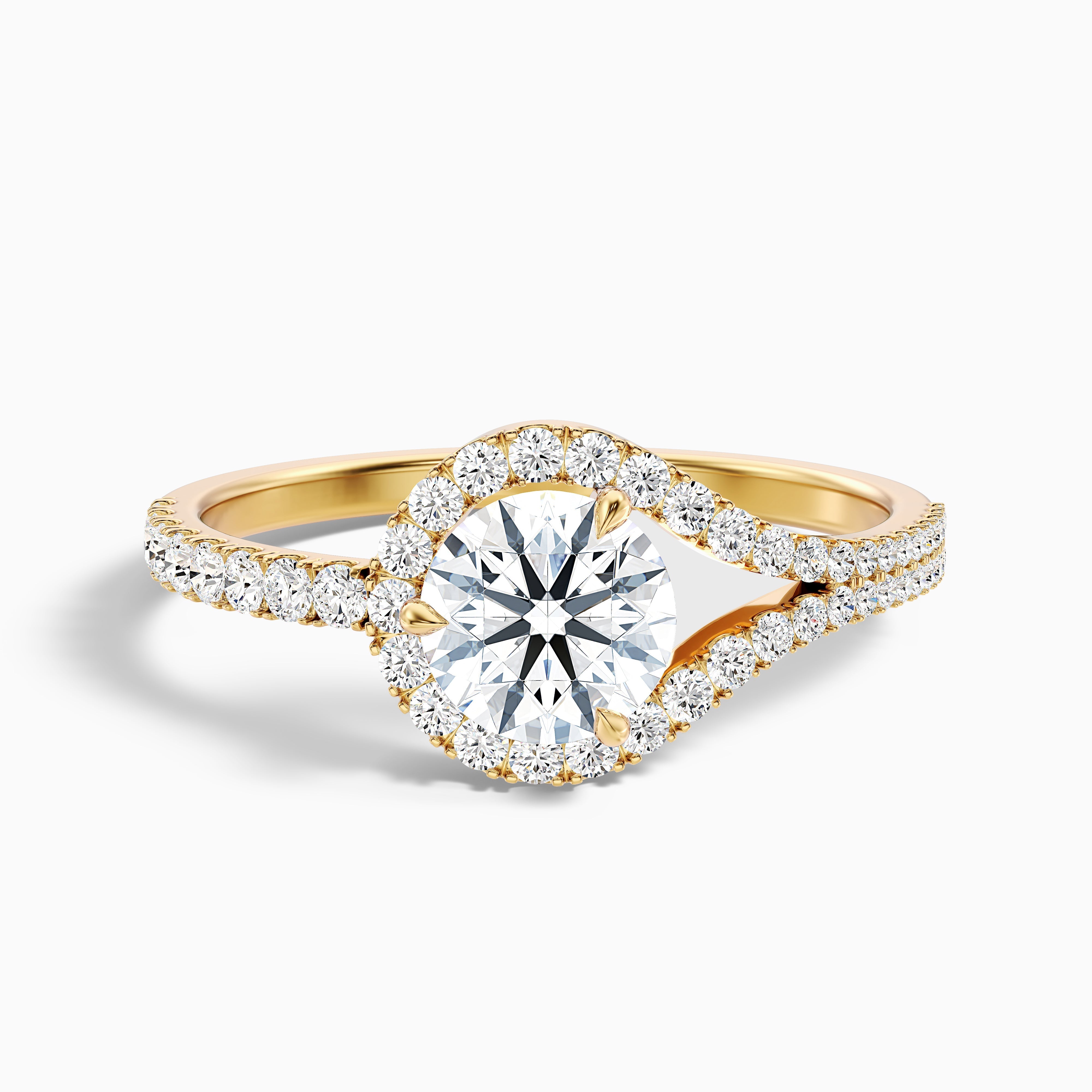 Callie 2 Carat Round Halo Pave Moissanite Diamond Ring in 18k White Gold