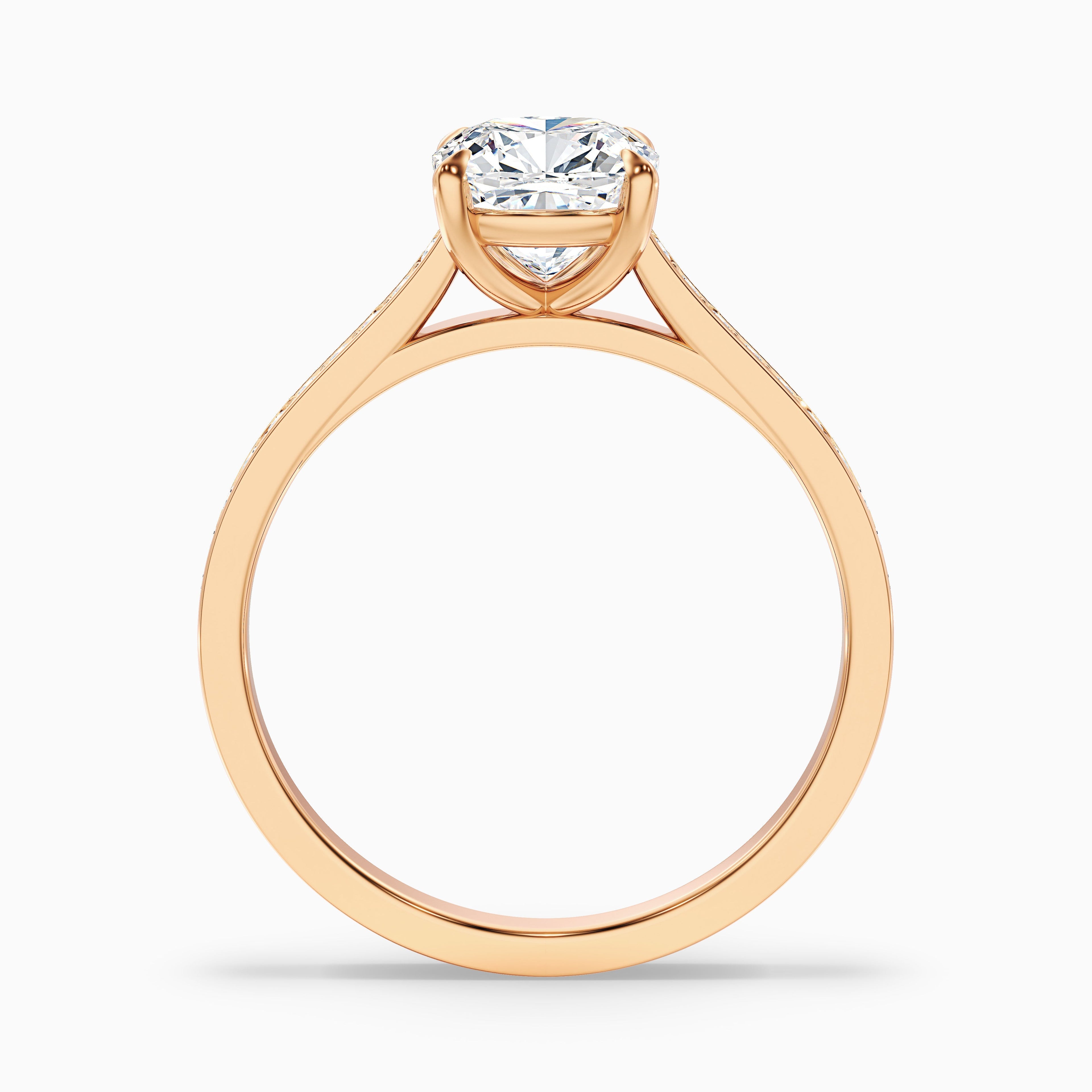 Eva 5.5 Carat Cushion Cut Side Stone Pave Moissanite Diamond Ring in 14k Yellow Gold