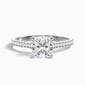 Eva 5 Carat Cushion Cut Side Stone Pave Moissanite Diamond Ring in 14k White Gold
