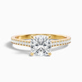 Eva 3.5 Carat Cushion Cut Side Stone Pave Moissanite Diamond Ring in 10k Yellow Gold