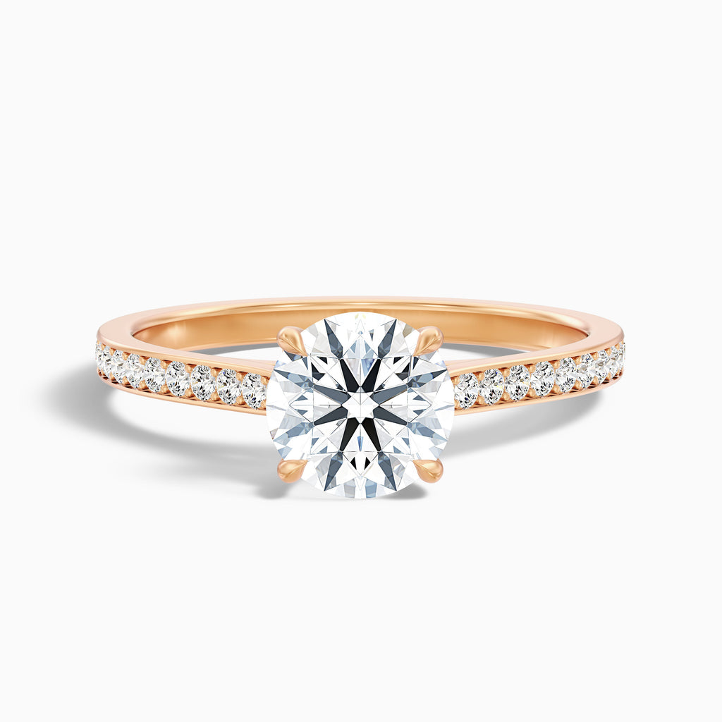 Betti 5.5 Carat Round Side Stone Pave Moissanite Diamond Ring in 10k White Gold