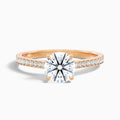 Betti 1.5 Carat Round Side Stone Pave Moissanite Diamond Ring in 10k Rose Gold