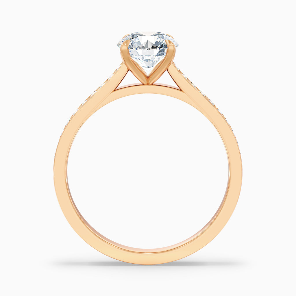 Betti 5.5 Carat Round Side Stone Pave Moissanite Diamond Ring in 18k Yellow Gold