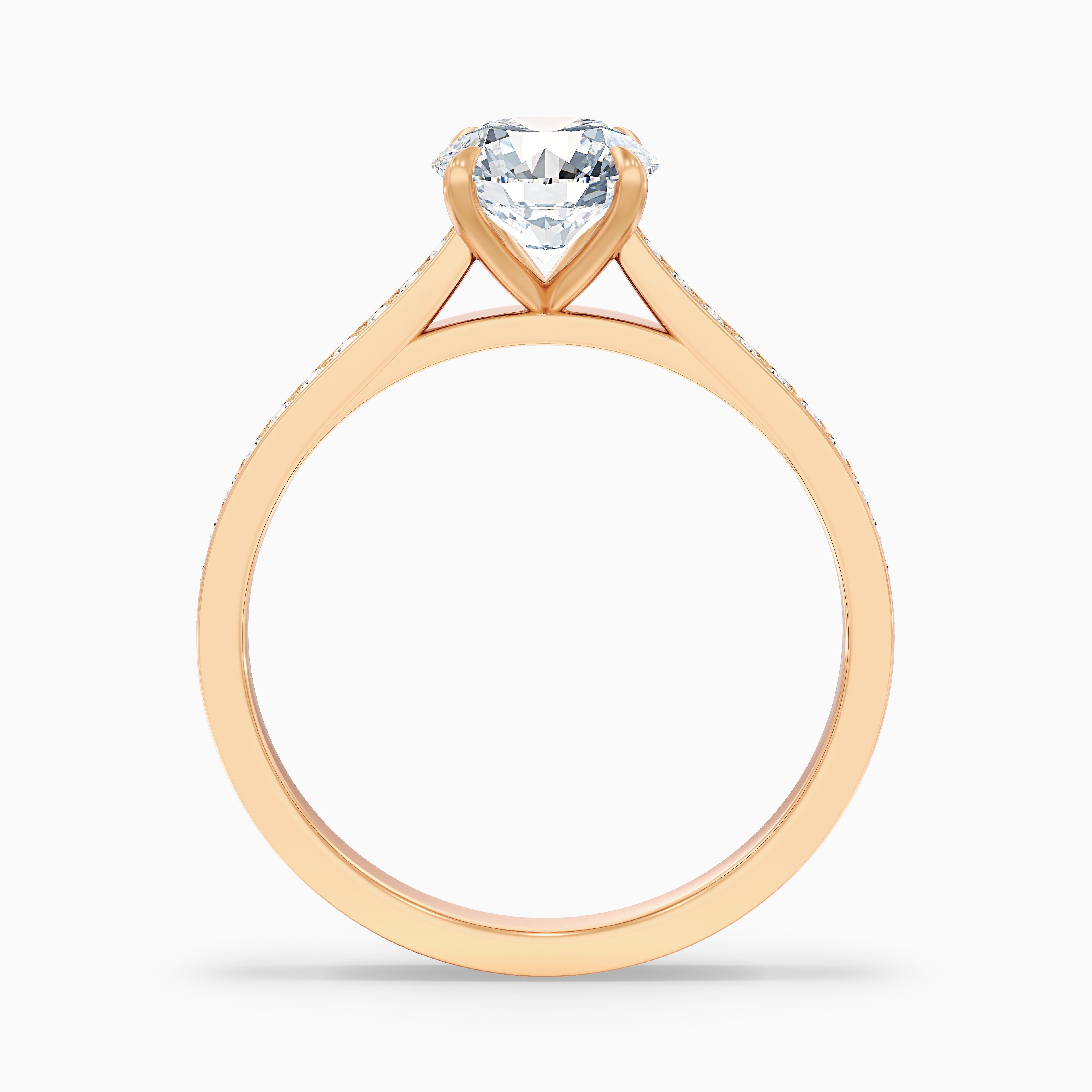 Betti 2 Carat Round Side Stone Pave Moissanite Diamond Ring in 10k Yellow Gold