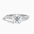 Betti 4 Carat Round Side Stone Pave Moissanite Diamond Ring in Platinum