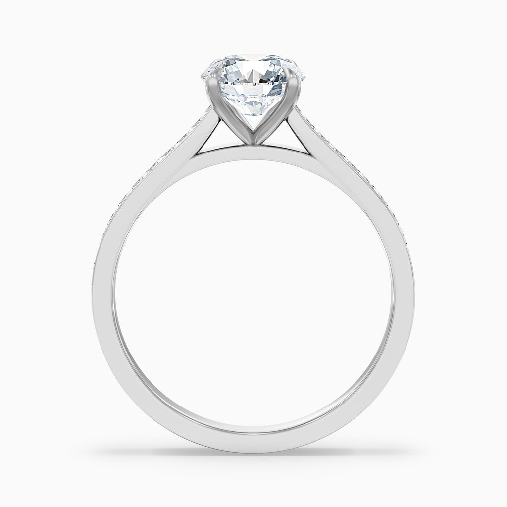 Betti 2 Carat Round Side Stone Pave Moissanite Diamond Ring in Platinum