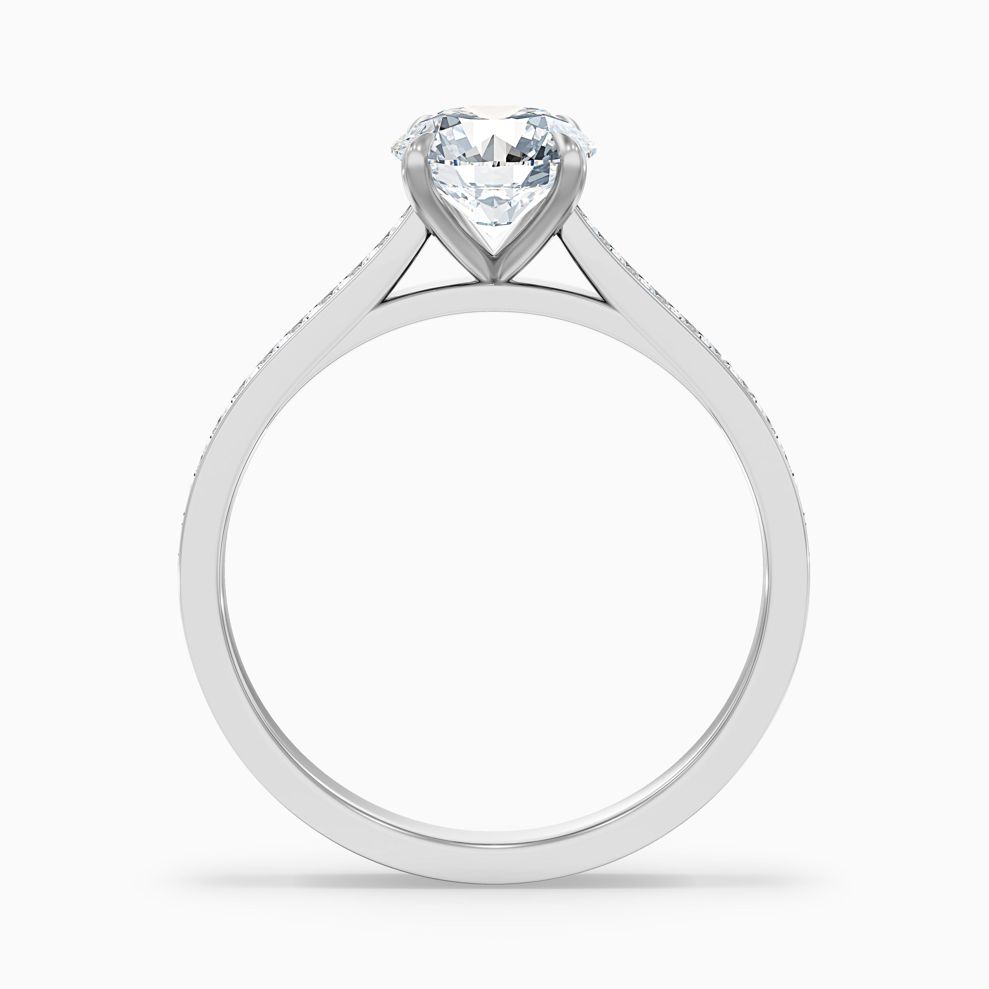 Betti 2 Carat Round Side Stone Pave Moissanite Diamond Ring in 14k Rose Gold