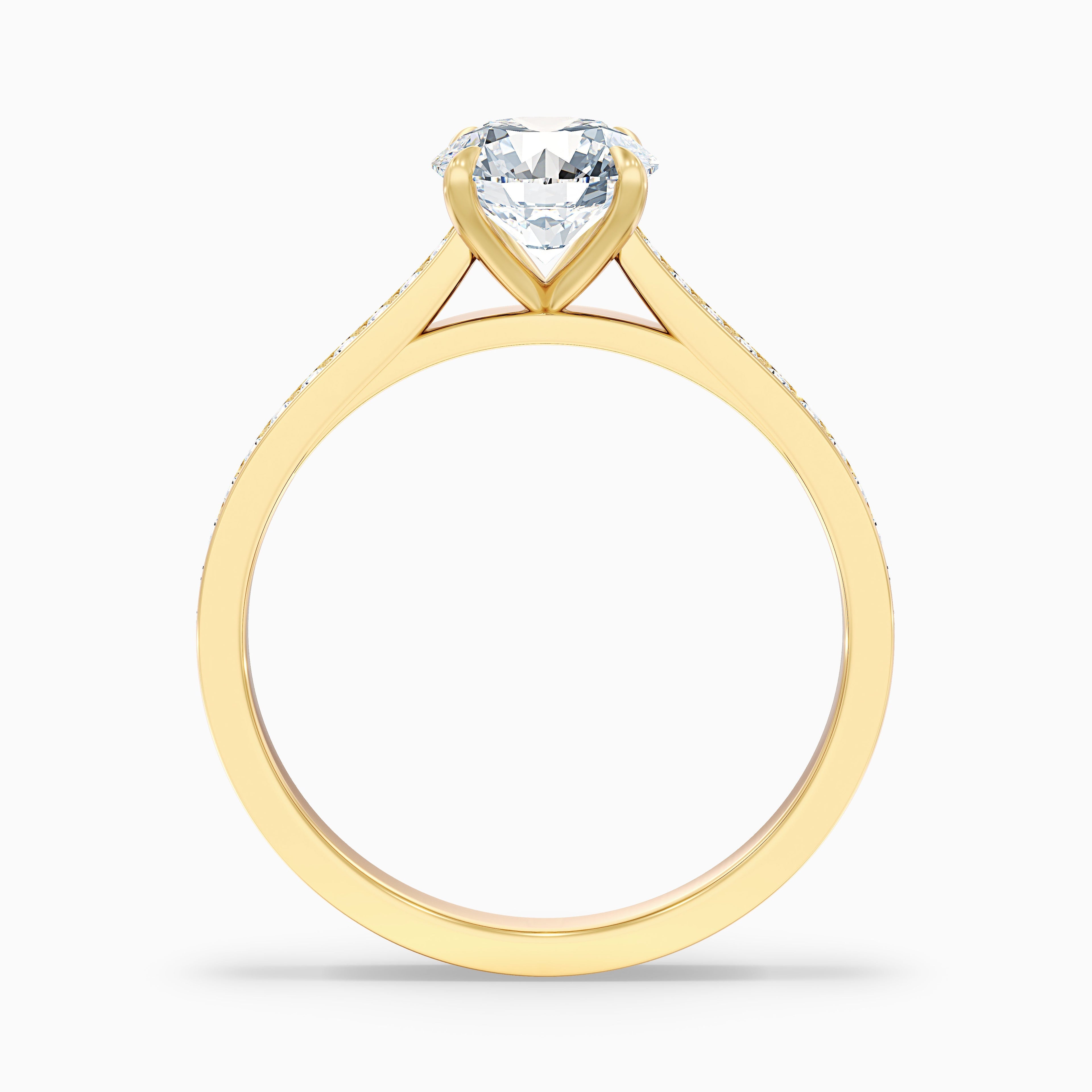 Betti 4.5 Carat Round Side Stone Pave Moissanite Diamond Ring in 18k Yellow Gold