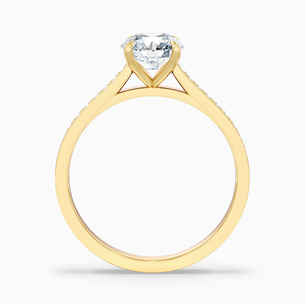 Betti 2.5 Carat Round Side Stone Pave Moissanite Diamond Ring in 18k Rose Gold