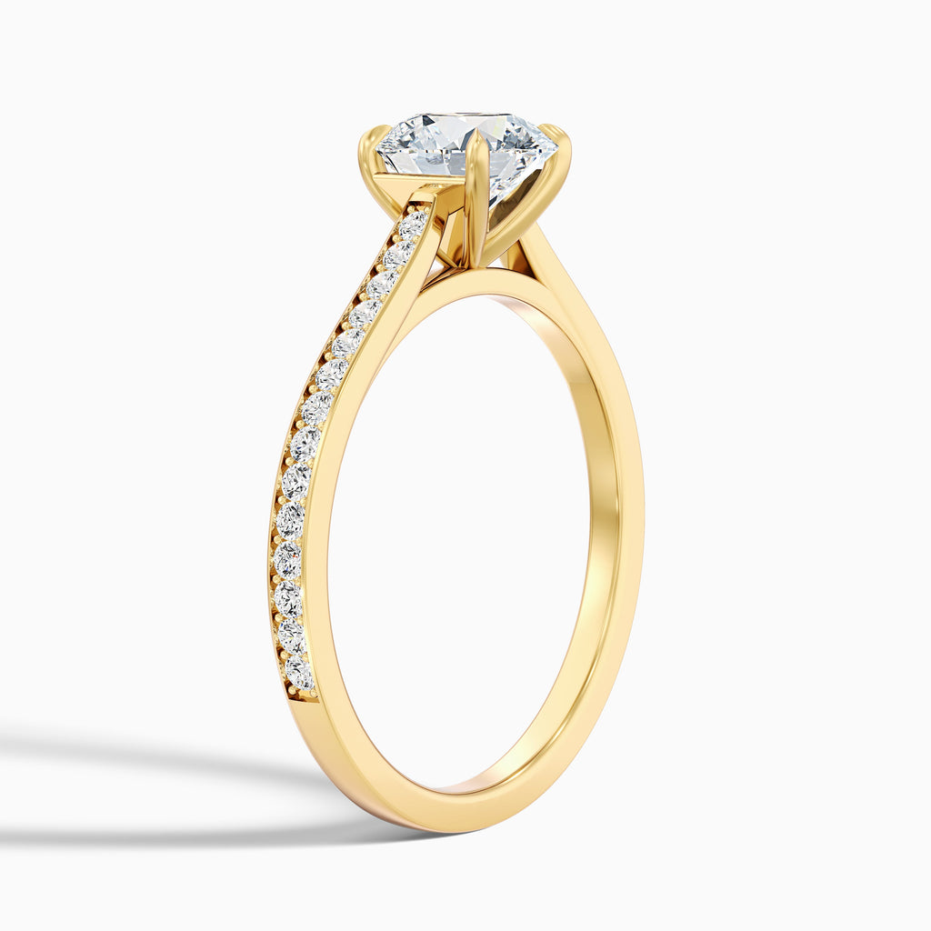 Betti 1 Carat Round Side Stone Pave Moissanite Diamond Ring in 14k Rose Gold