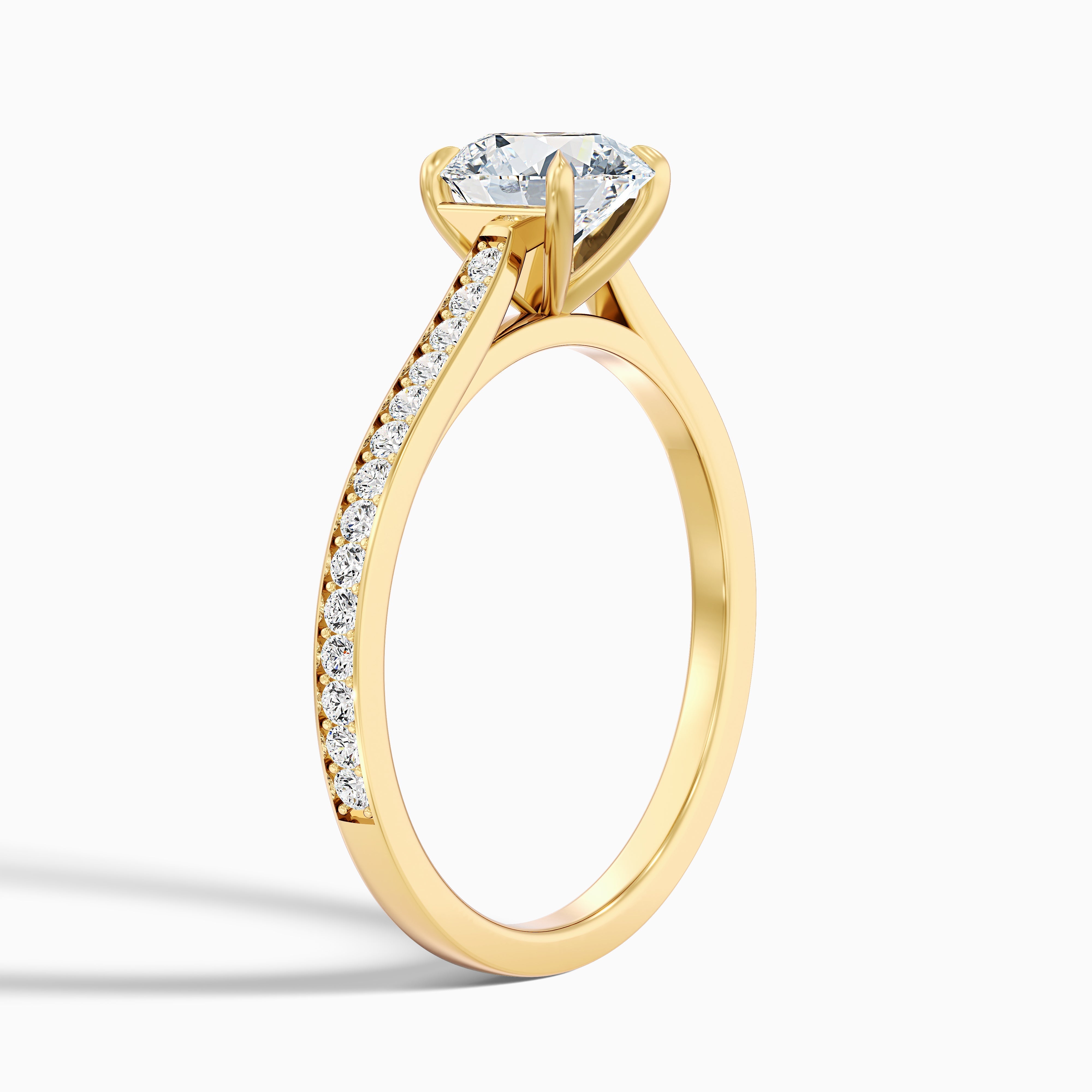Betti 5 Carat Round Side Stone Pave Moissanite Diamond Ring in 14k Rose Gold
