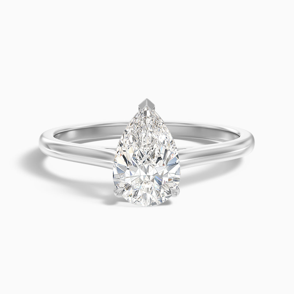 Avi 1.5 Carat Pear Shaped Solitaire Moissanite Diamond Ring in 10k Yellow Gold