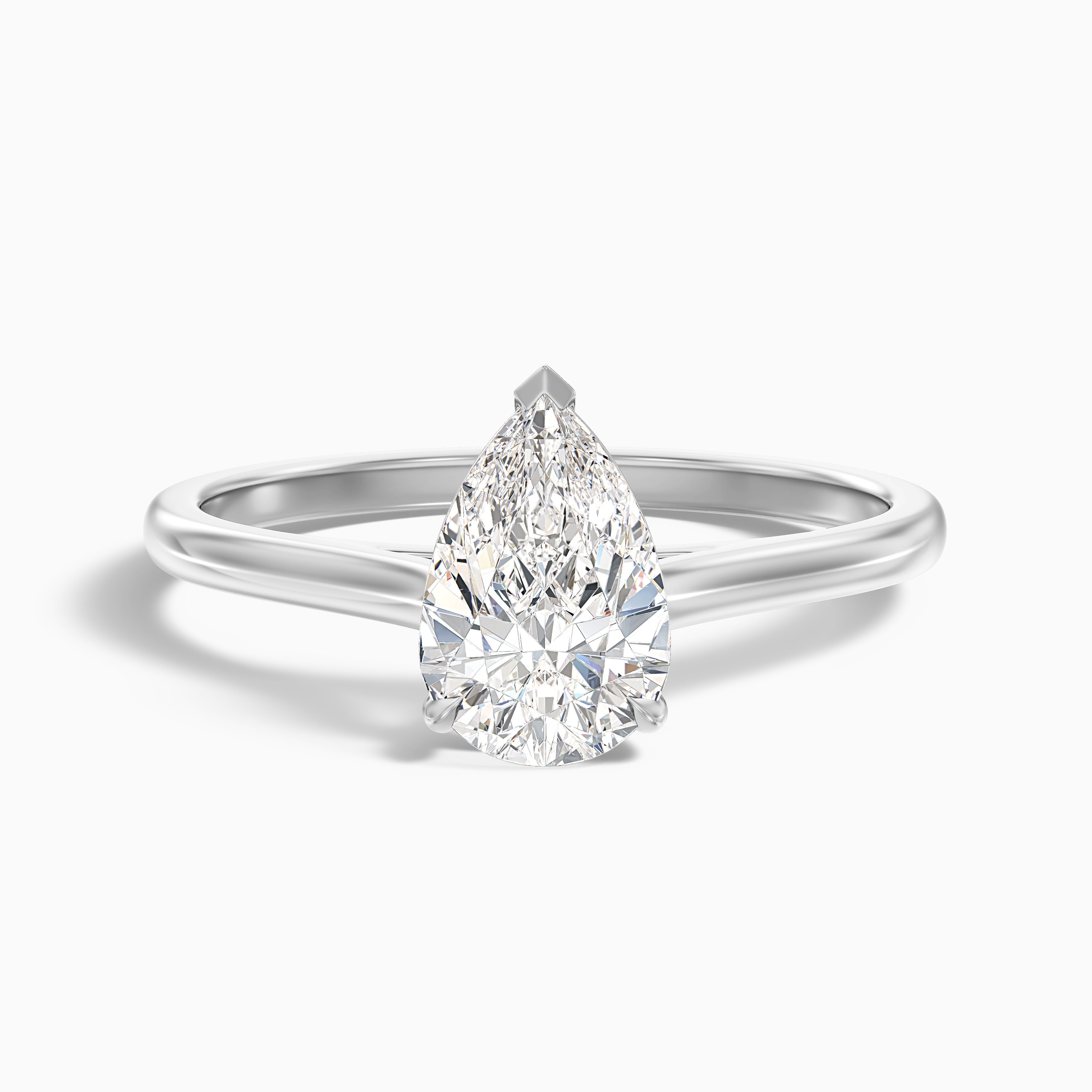 Avi 5 Carat Pear Shaped Solitaire Moissanite Diamond Ring in 18k White Gold