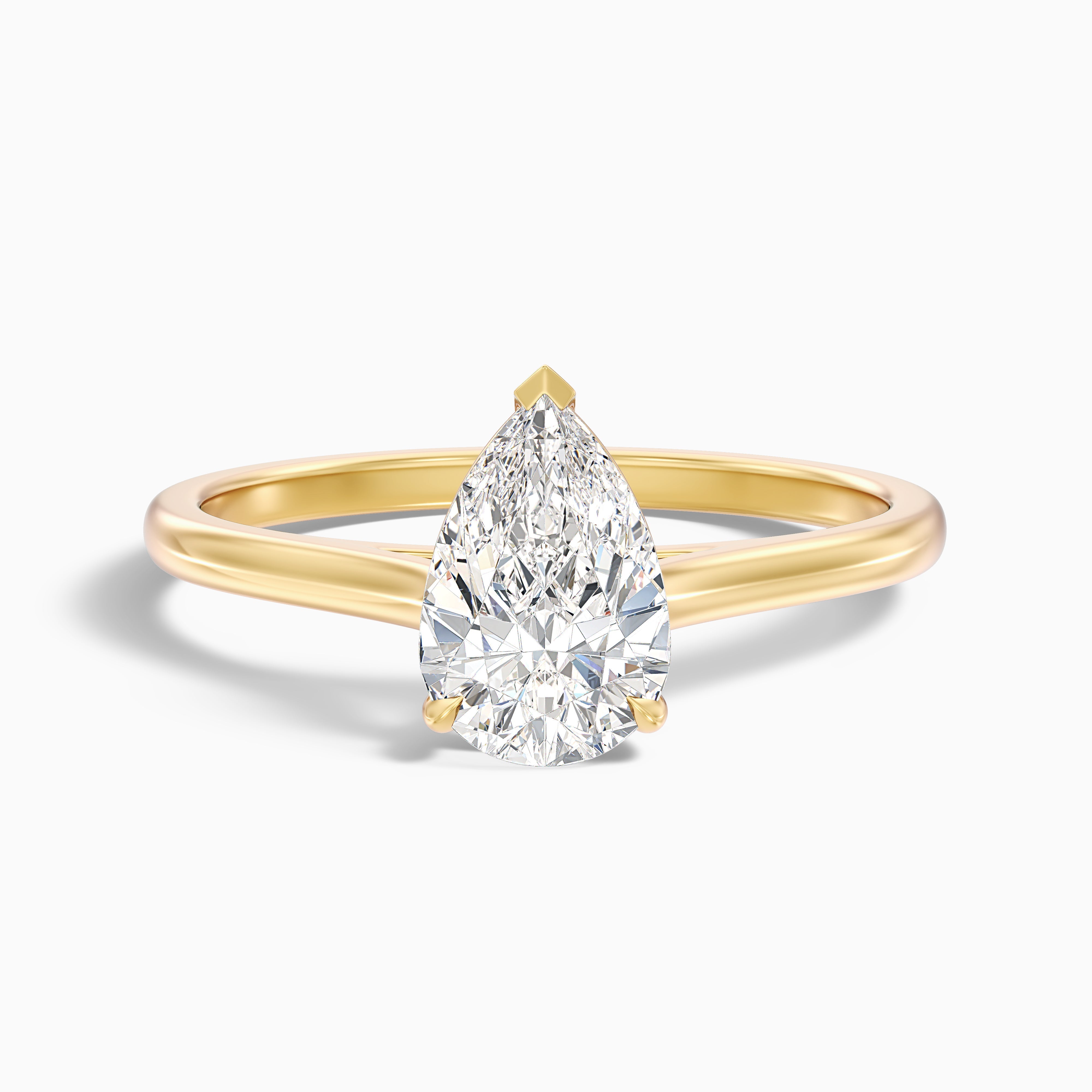 Avi 1.5 Carat Pear Shaped Solitaire Moissanite Diamond Ring in Platinum