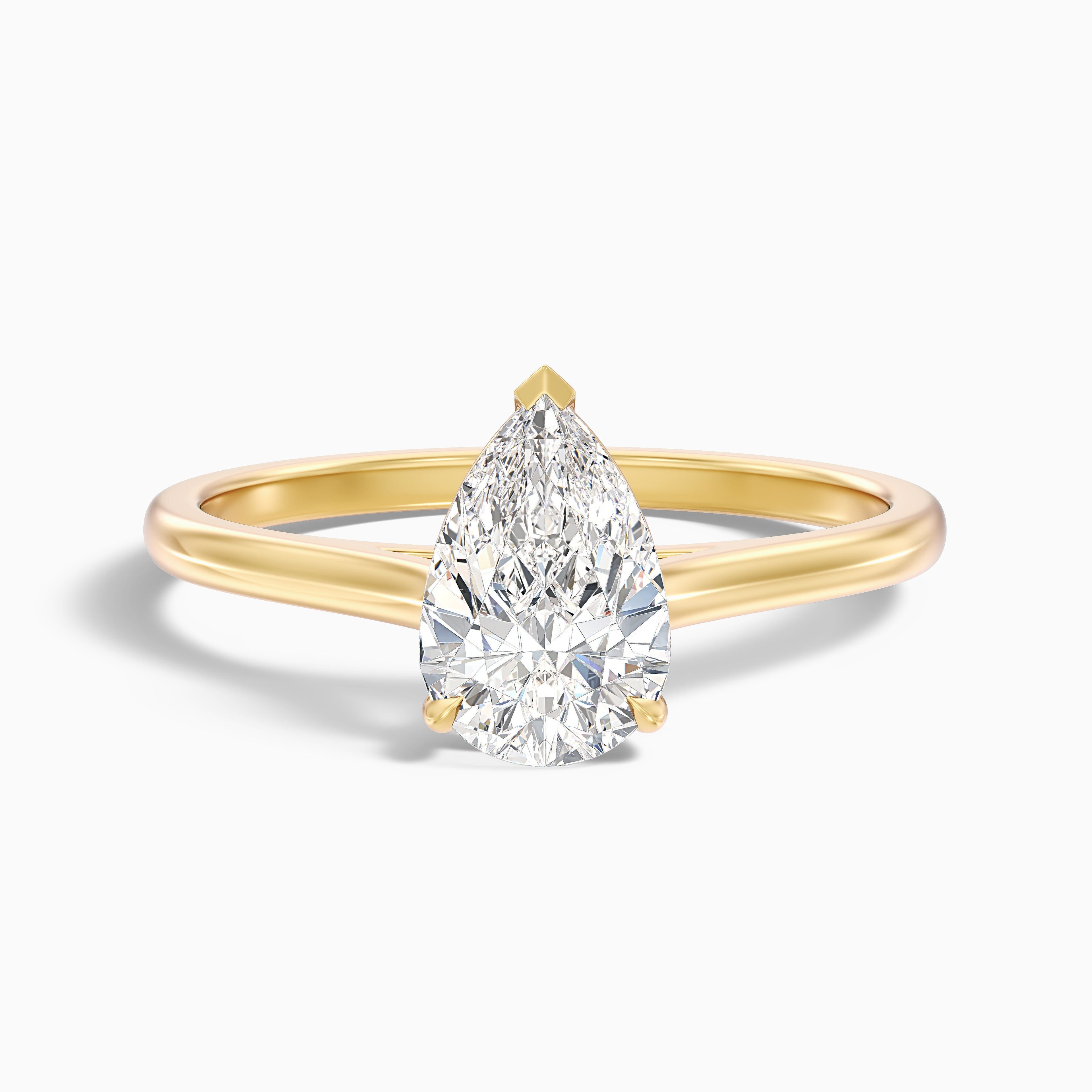 Avi 1 Carat Pear Shaped Solitaire Moissanite Diamond Ring in Platinum