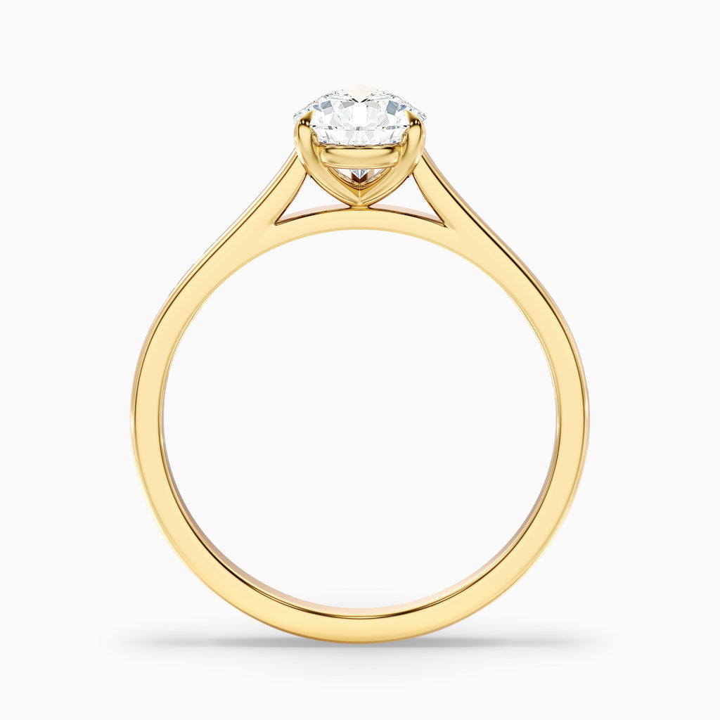 Avi 4 Carat Pear Shaped Solitaire Moissanite Diamond Ring in Platinum
