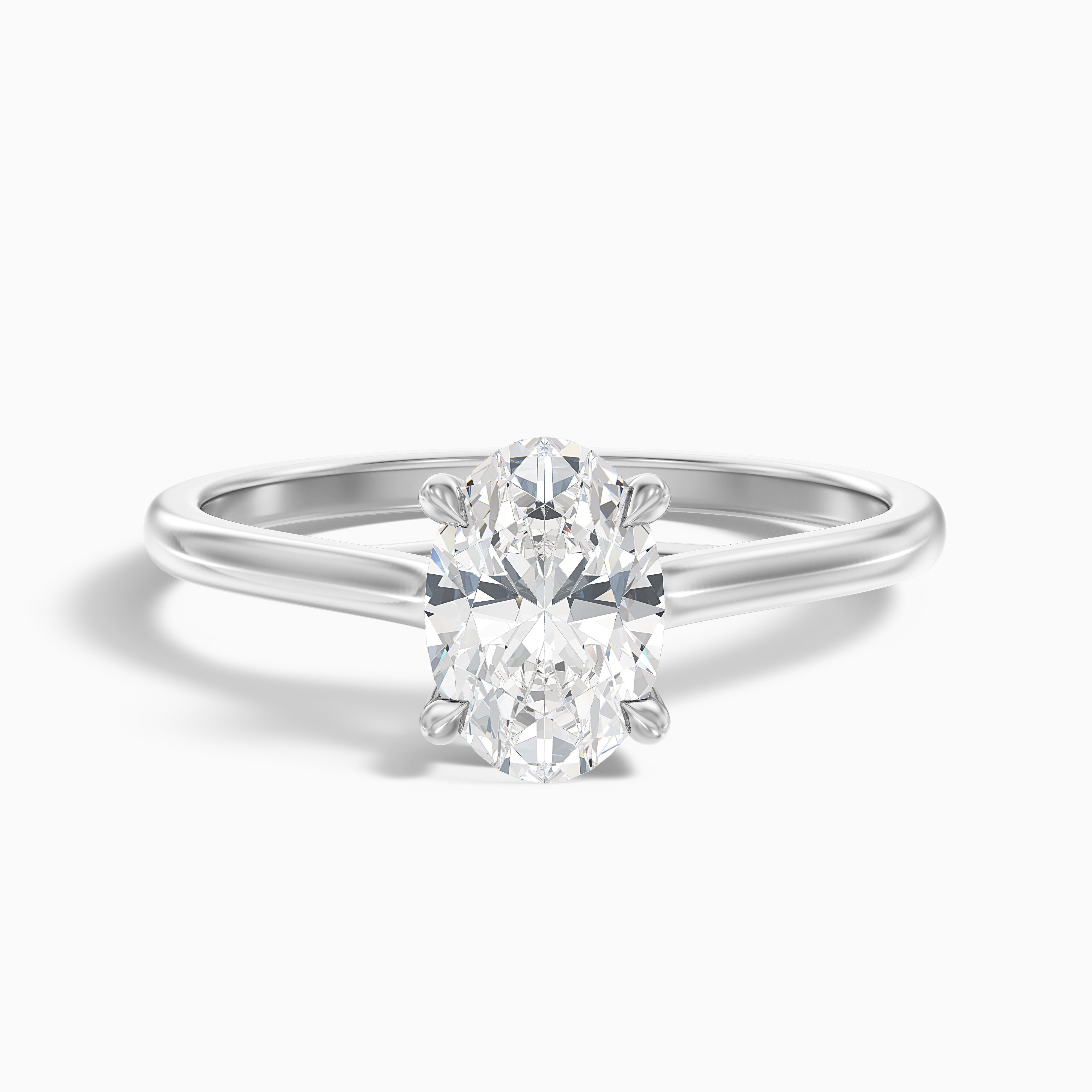 Aria 4 Carat Oval Solitaire Moissanite Diamond Ring in Platinum
