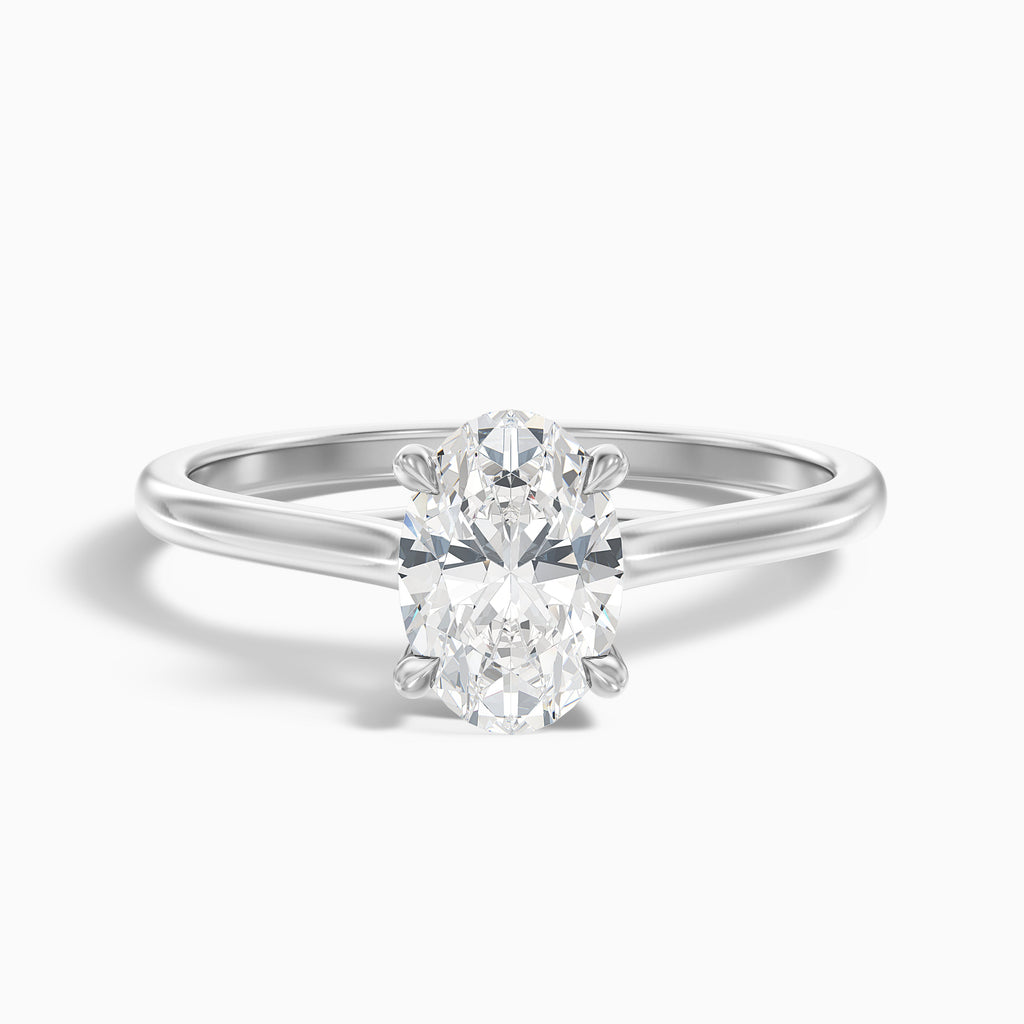 Aria 1.5 Carat Oval Solitaire Moissanite Diamond Ring in Platinum