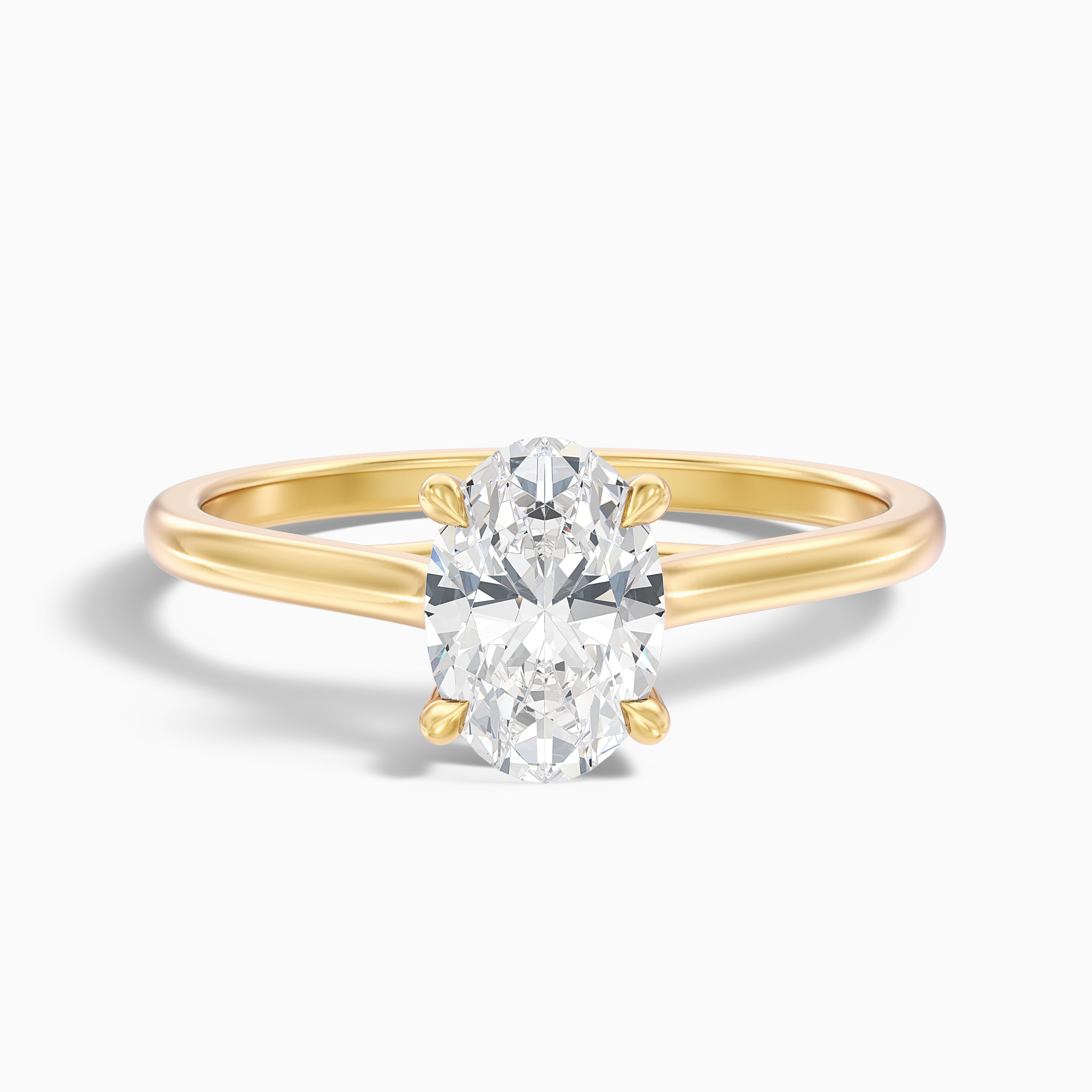 Aria 1 Carat Oval Solitaire Moissanite Diamond Ring in 10k Yellow Gold