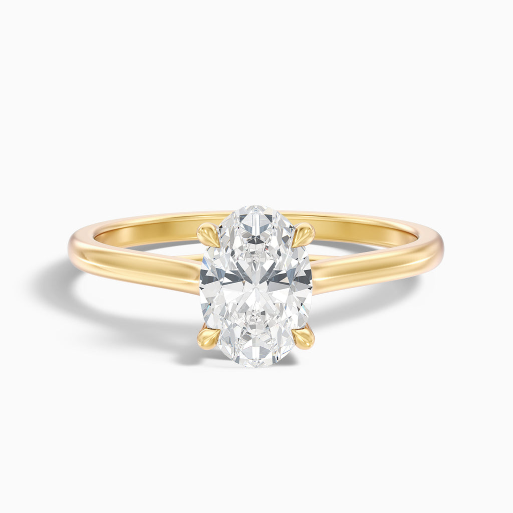 Aria 5.5 Carat Oval Solitaire Moissanite Diamond Ring in 14k Yellow Gold