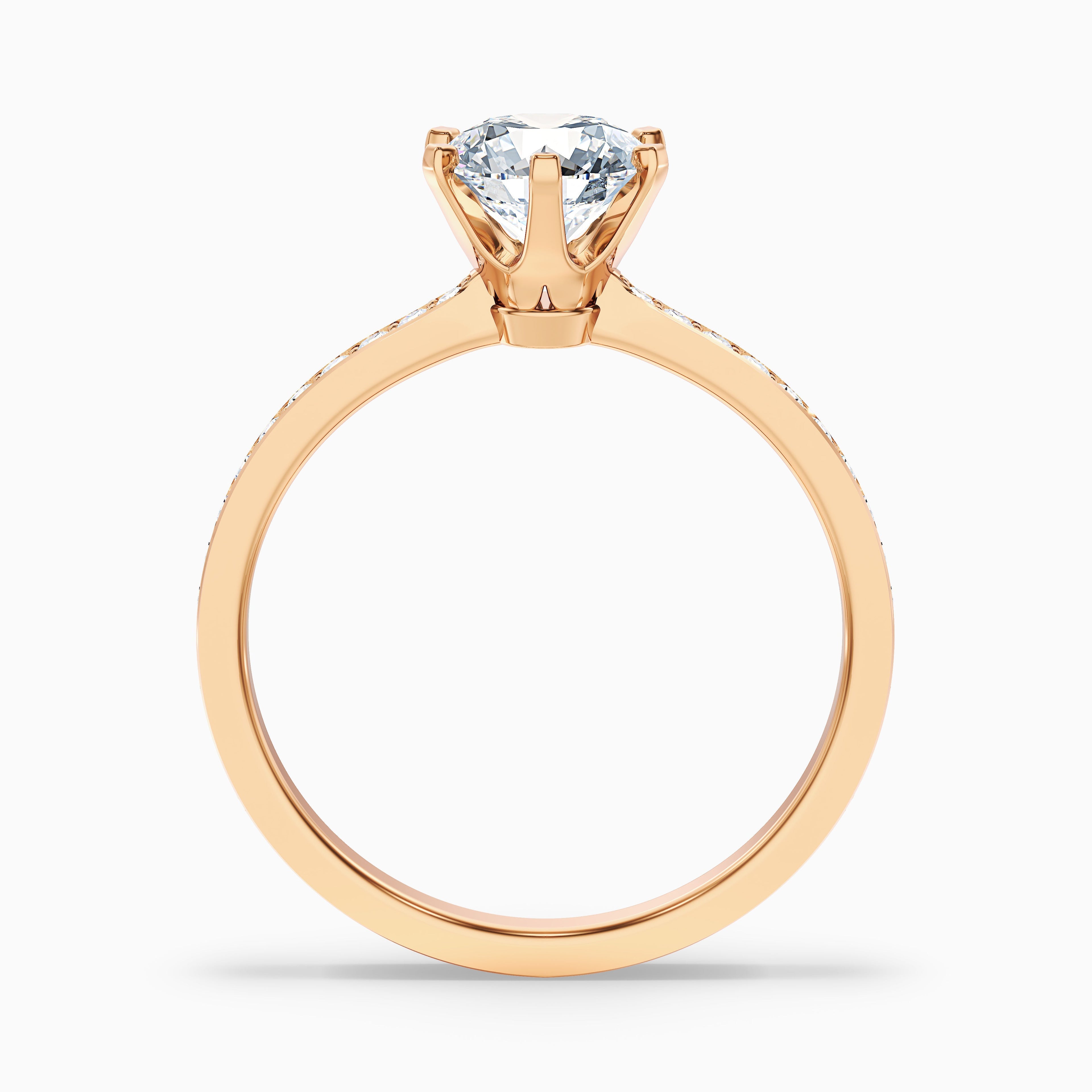 Eden 1.5 Carat Round Side Stone Pave Moissanite Engagement Ring in 10k Rose Gold