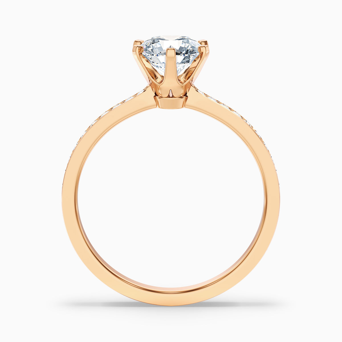 Eden 4.5 Carat Round Side Stone Pave Moissanite Engagement Ring in 18k Yellow Gold