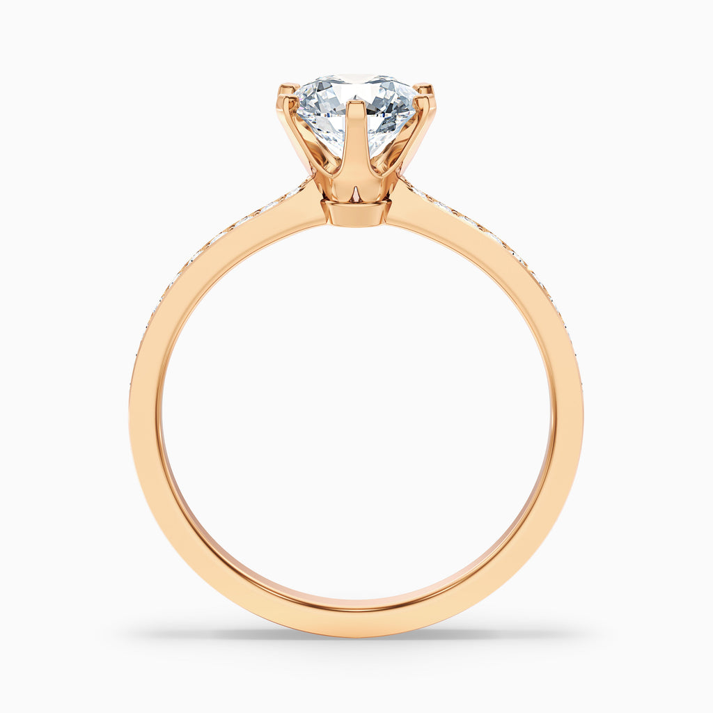 Eden 4 Carat Round Side Stone Pave Moissanite Engagement Ring in 14k Rose Gold