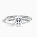 Eden 3.5 Carat Round Side Stone Pave Moissanite Engagement Ring in 14k White Gold