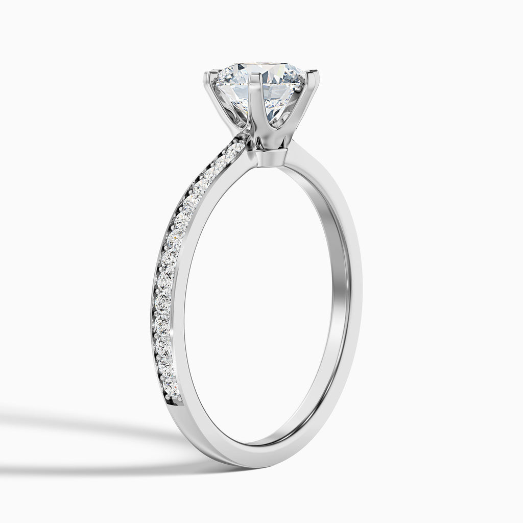 Eden 1 Carat Round Side Stone Pave Moissanite Engagement Ring in 18k Rose Gold