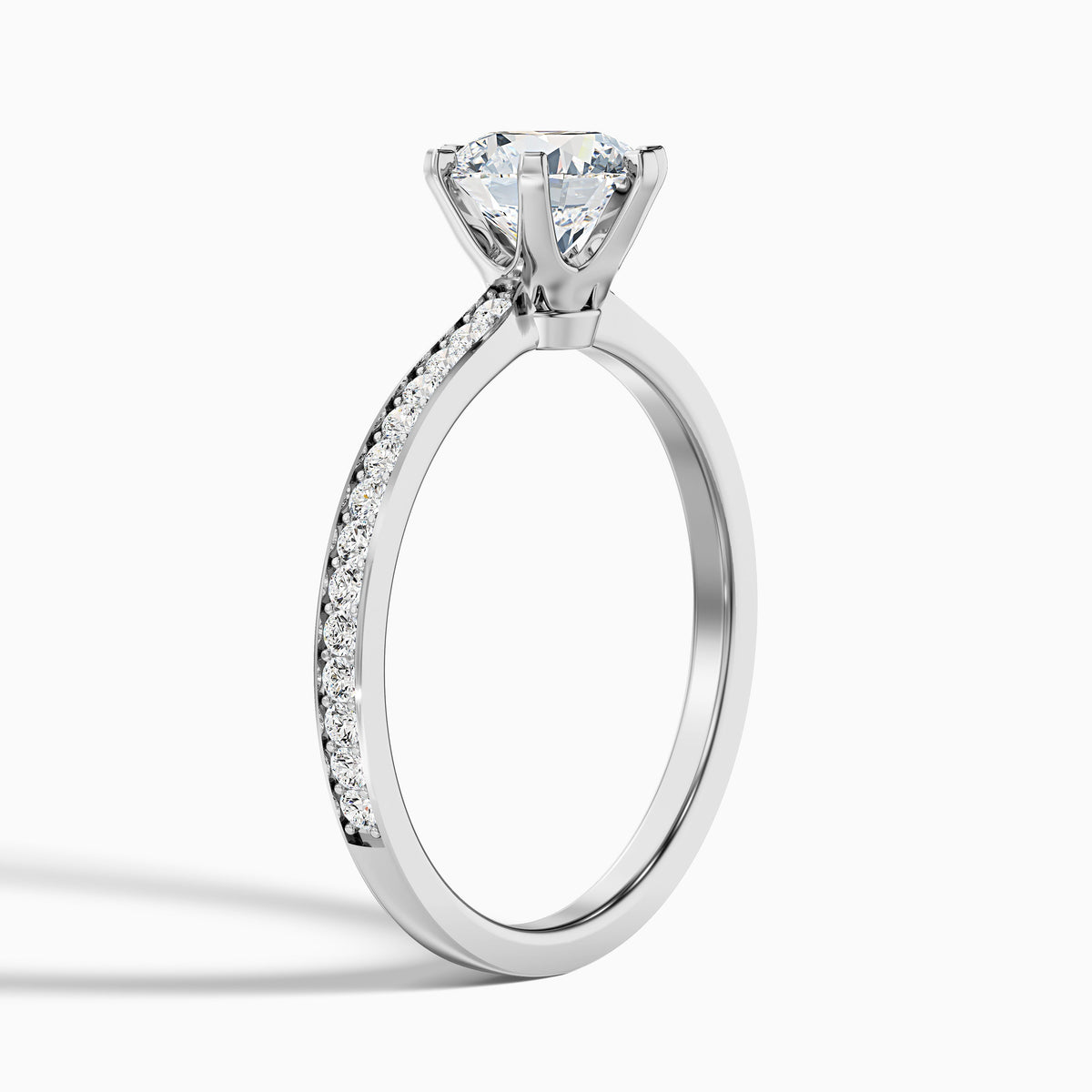 Eden 1.5 Carat Round Side Stone Pave Moissanite Engagement Ring in 18k Yellow Gold