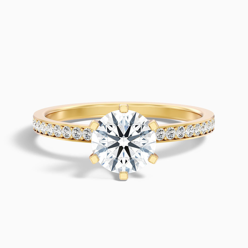 Eden 2 Carat Round Side Stone Pave Moissanite Engagement Ring in Platinum
