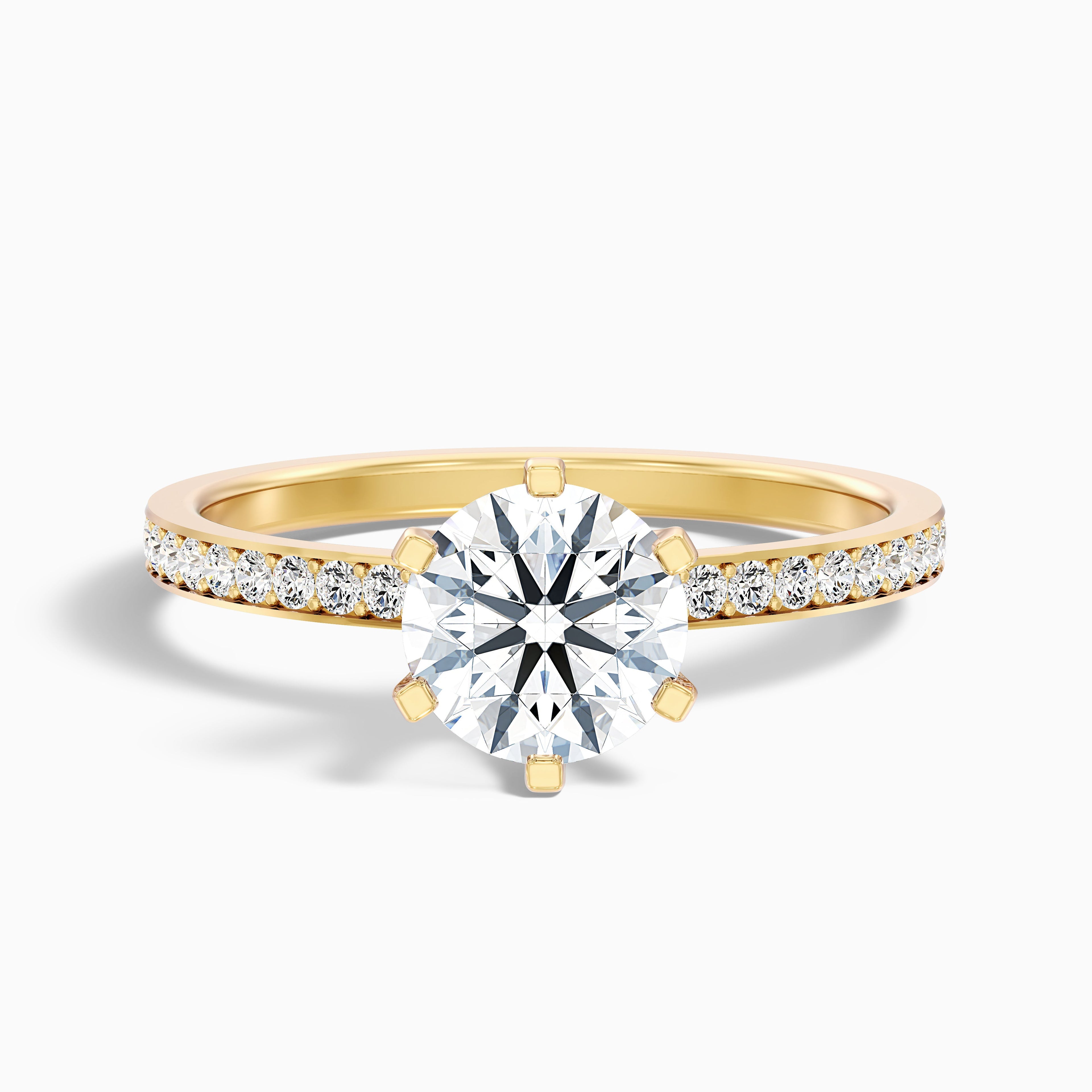 Eden 2 Carat Round Side Stone Pave Moissanite Engagement Ring in Platinum