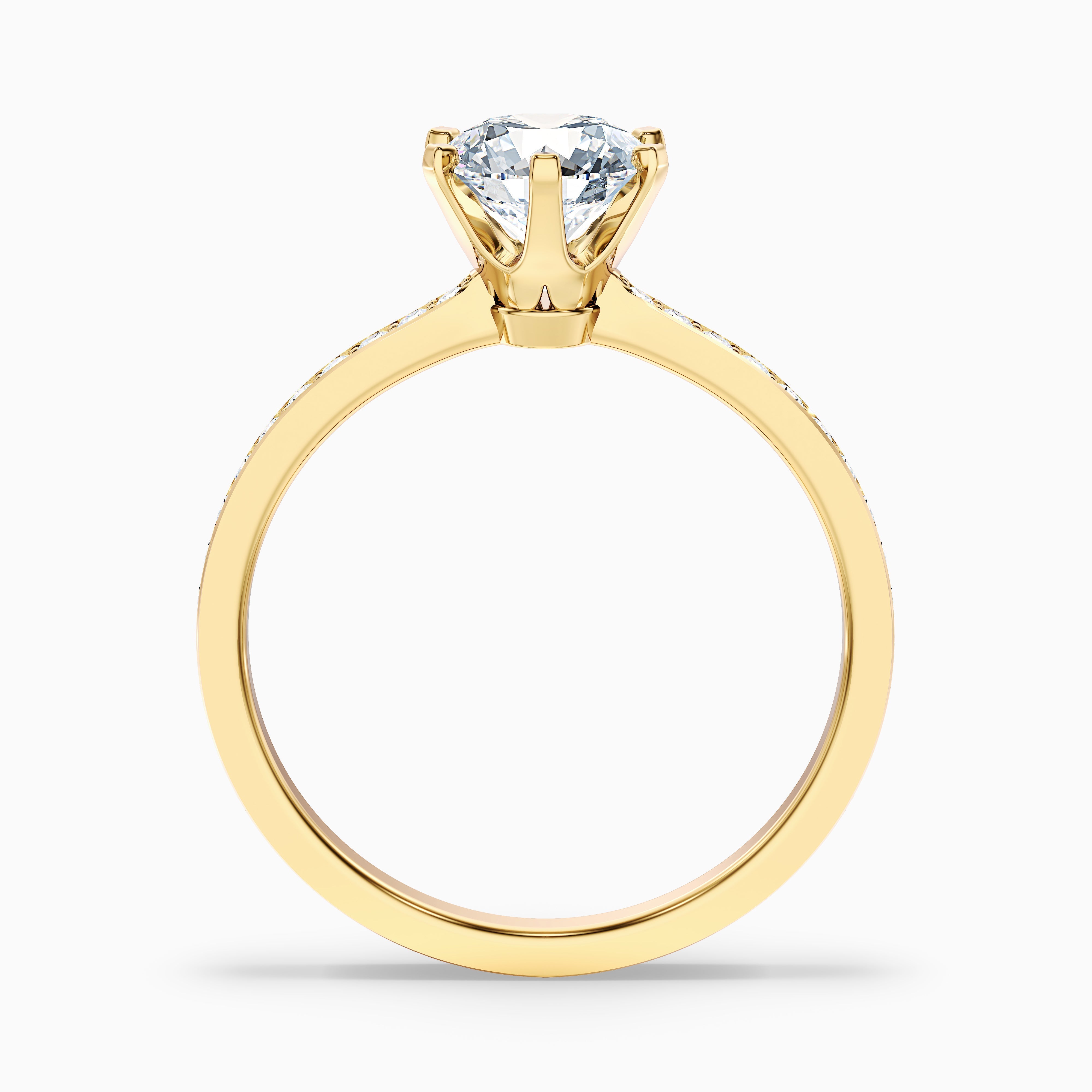 Eden 1.5 Carat Round Side Stone Pave Moissanite Engagement Ring in 14k Rose Gold
