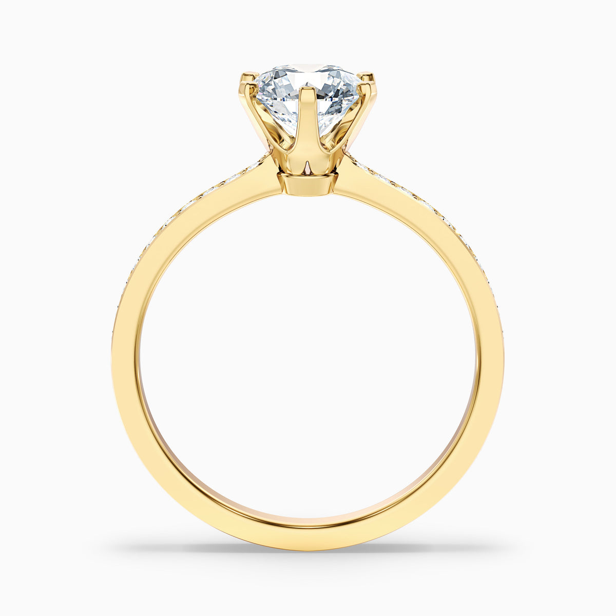 Eden 1.5 Carat Round Side Stone Pave Moissanite Engagement Ring in 18k Yellow Gold