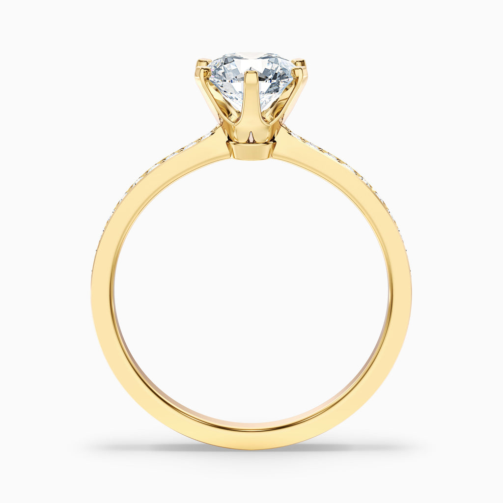 Eden 3 Carat Round Side Stone Pave Moissanite Engagement Ring in 14k White Gold