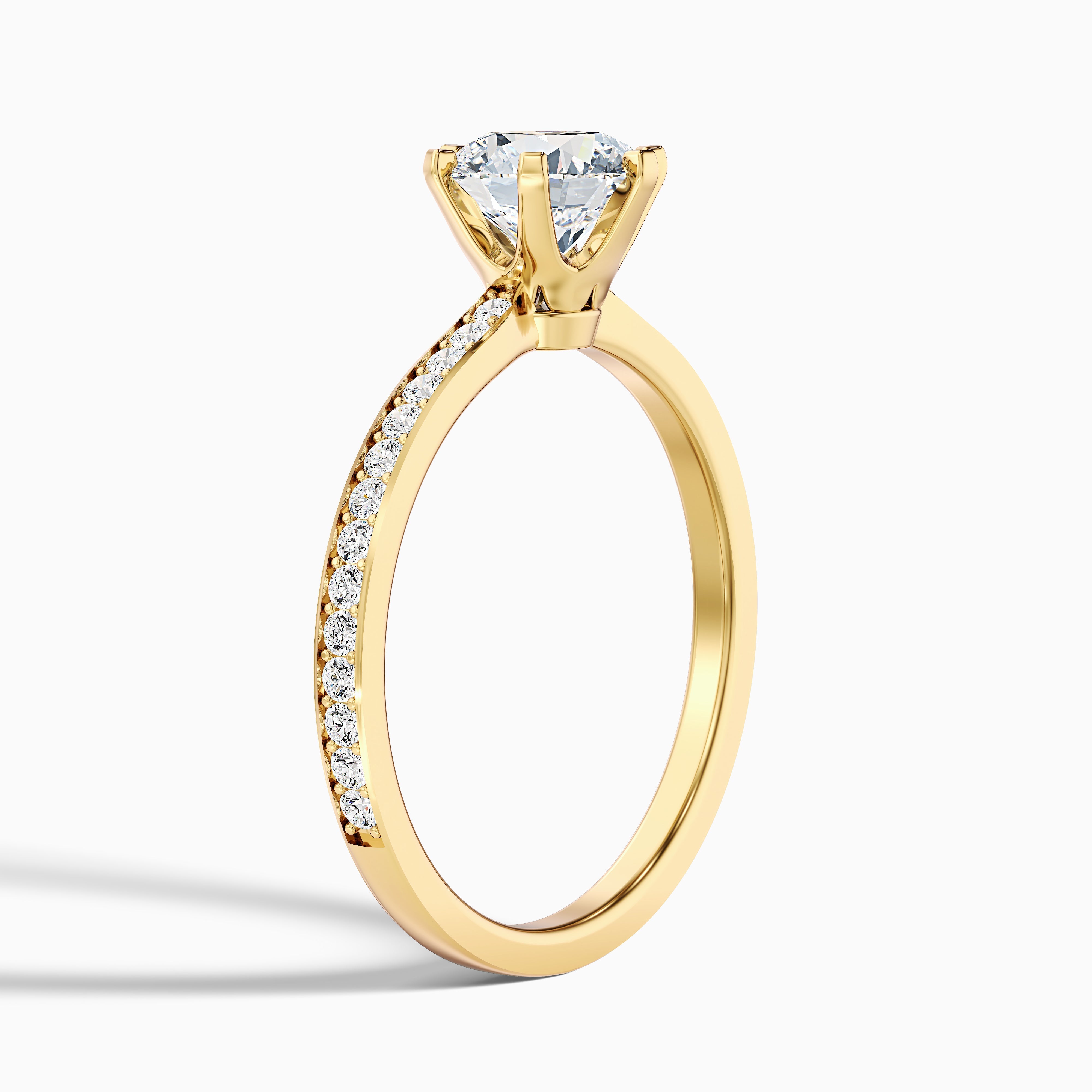 Eden 5 Carat Round Side Stone Pave Moissanite Engagement Ring in Platinum