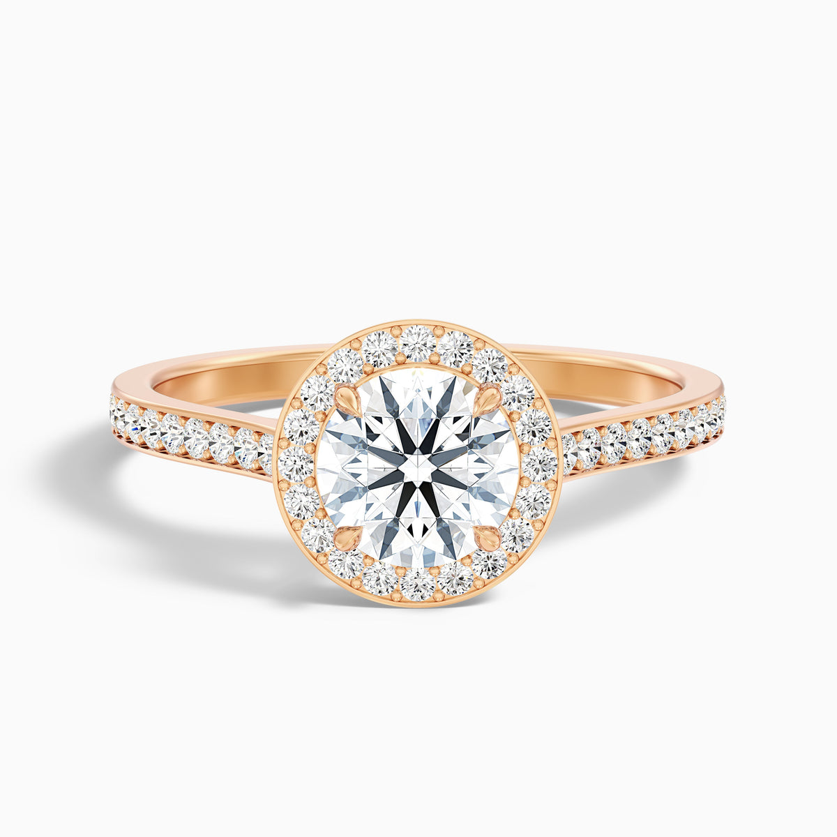 Jessy 5.5 Carat Round Halo Pave Moissanite Engagement Ring in 14k Yellow Gold