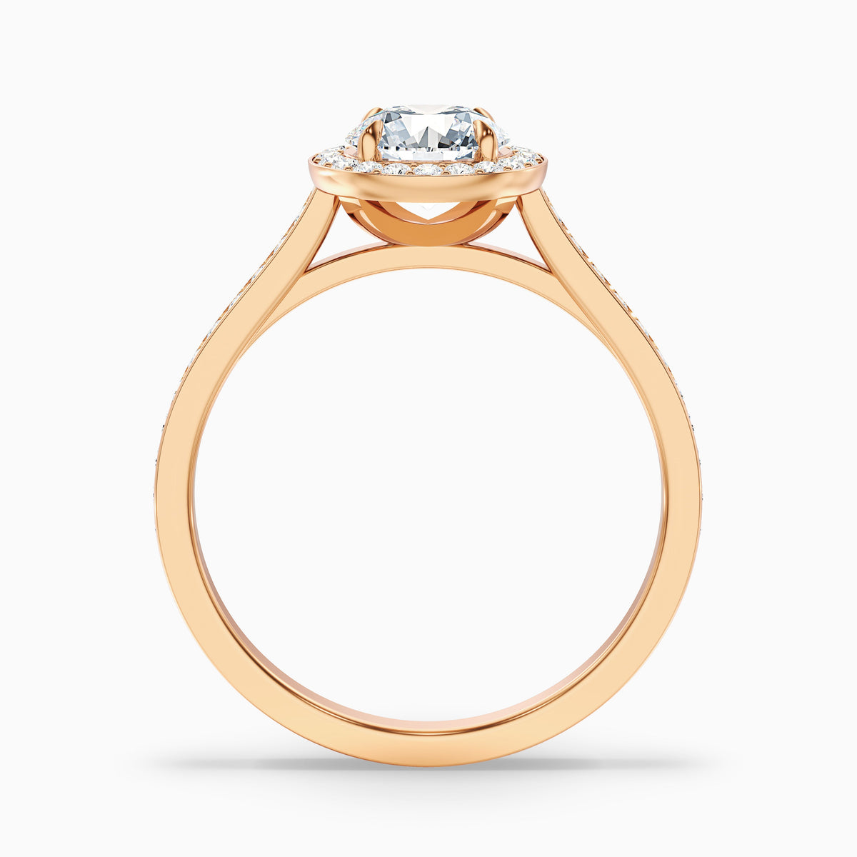Jessy 1 Carat Round Halo Pave Moissanite Engagement Ring in 18k Yellow Gold