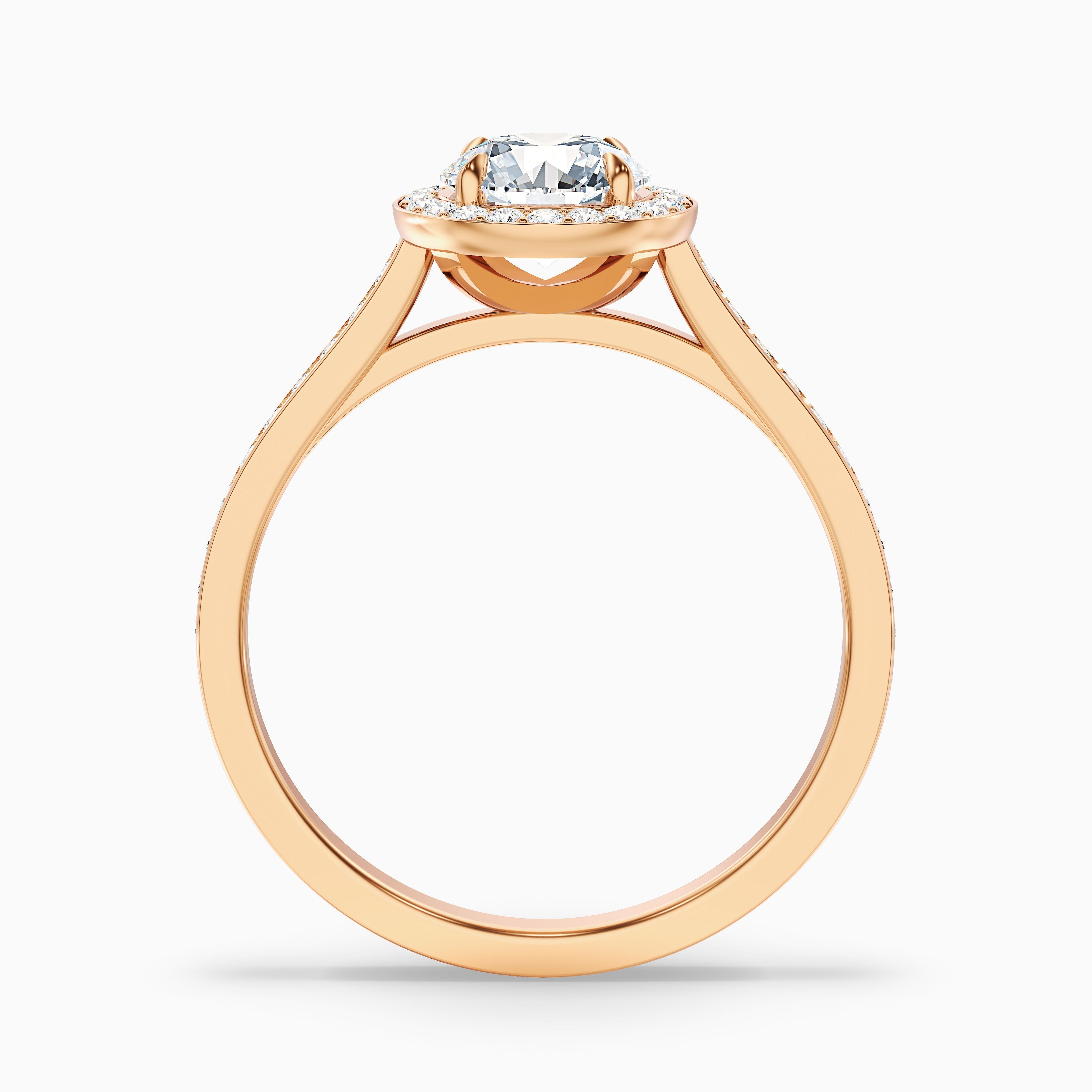 Jessy 4 Carat Round Halo Pave Moissanite Engagement Ring in 14k White Gold