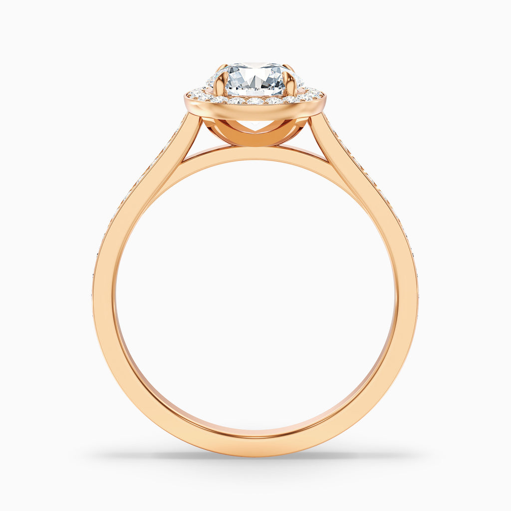 Jessy 3 Carat Round Halo Pave Moissanite Engagement Ring in 18k Rose Gold