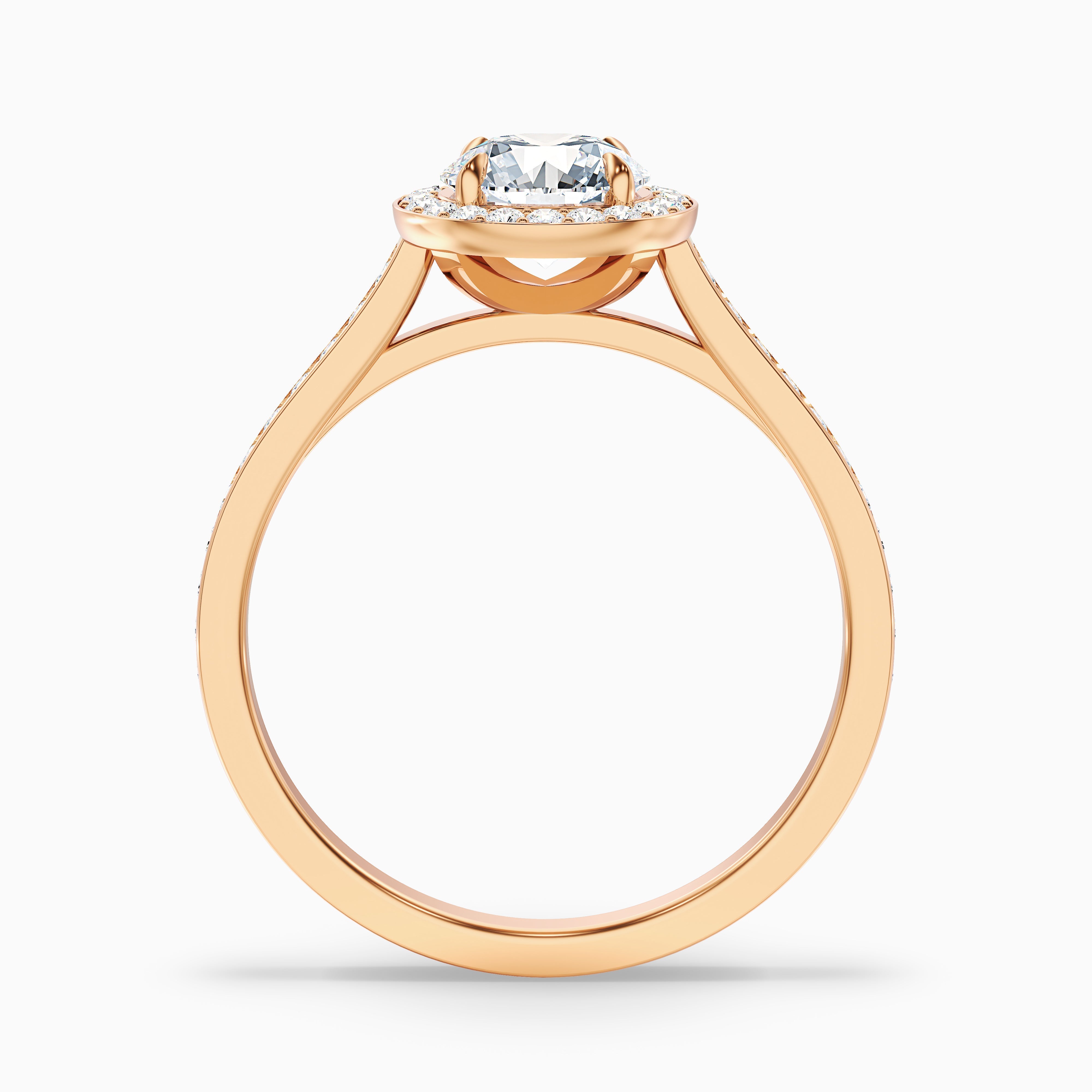 Jessy 5 Carat Round Halo Pave Moissanite Engagement Ring in 14k Rose Gold