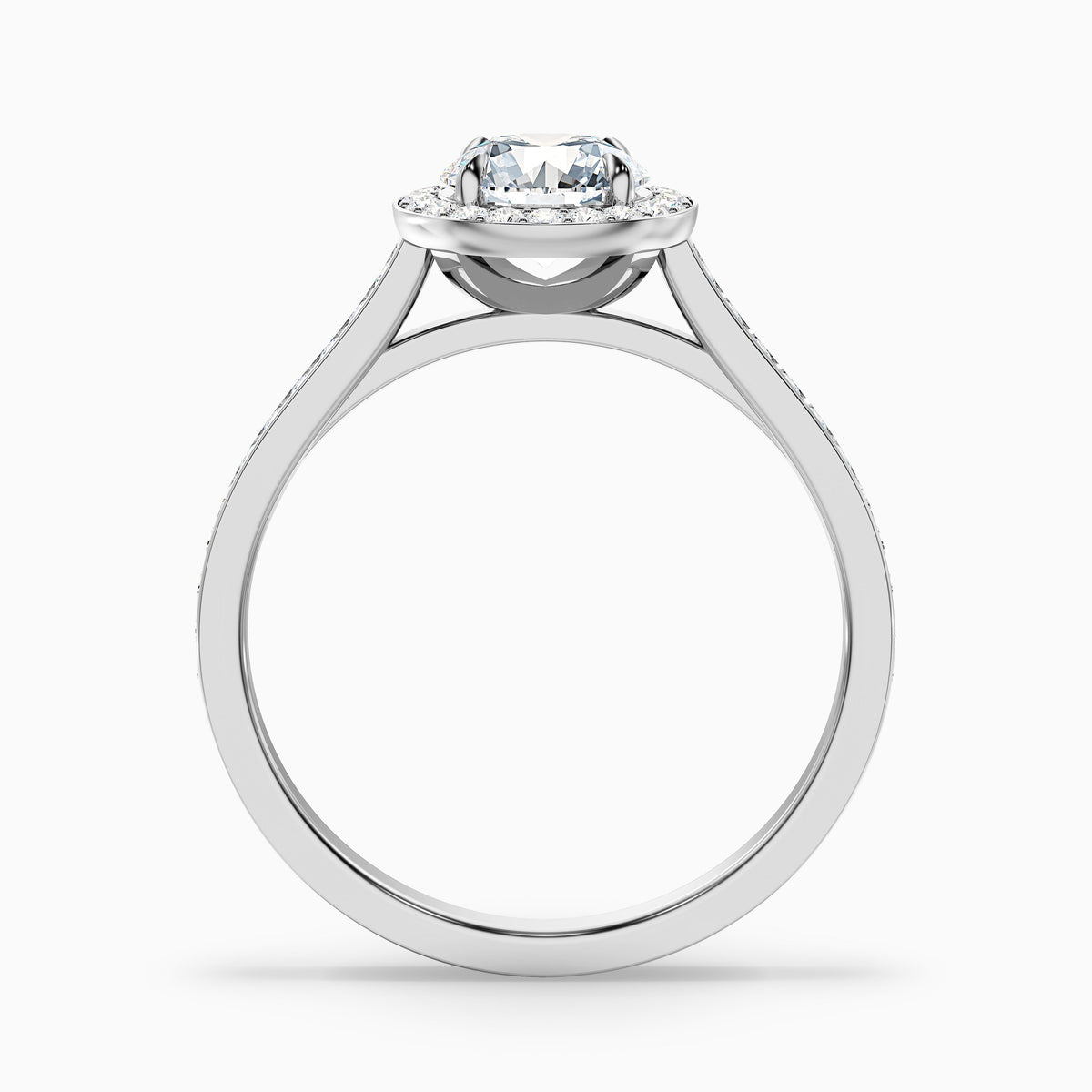Jessy 2.5 Carat Round Halo Pave Moissanite Engagement Ring in 14k Rose Gold