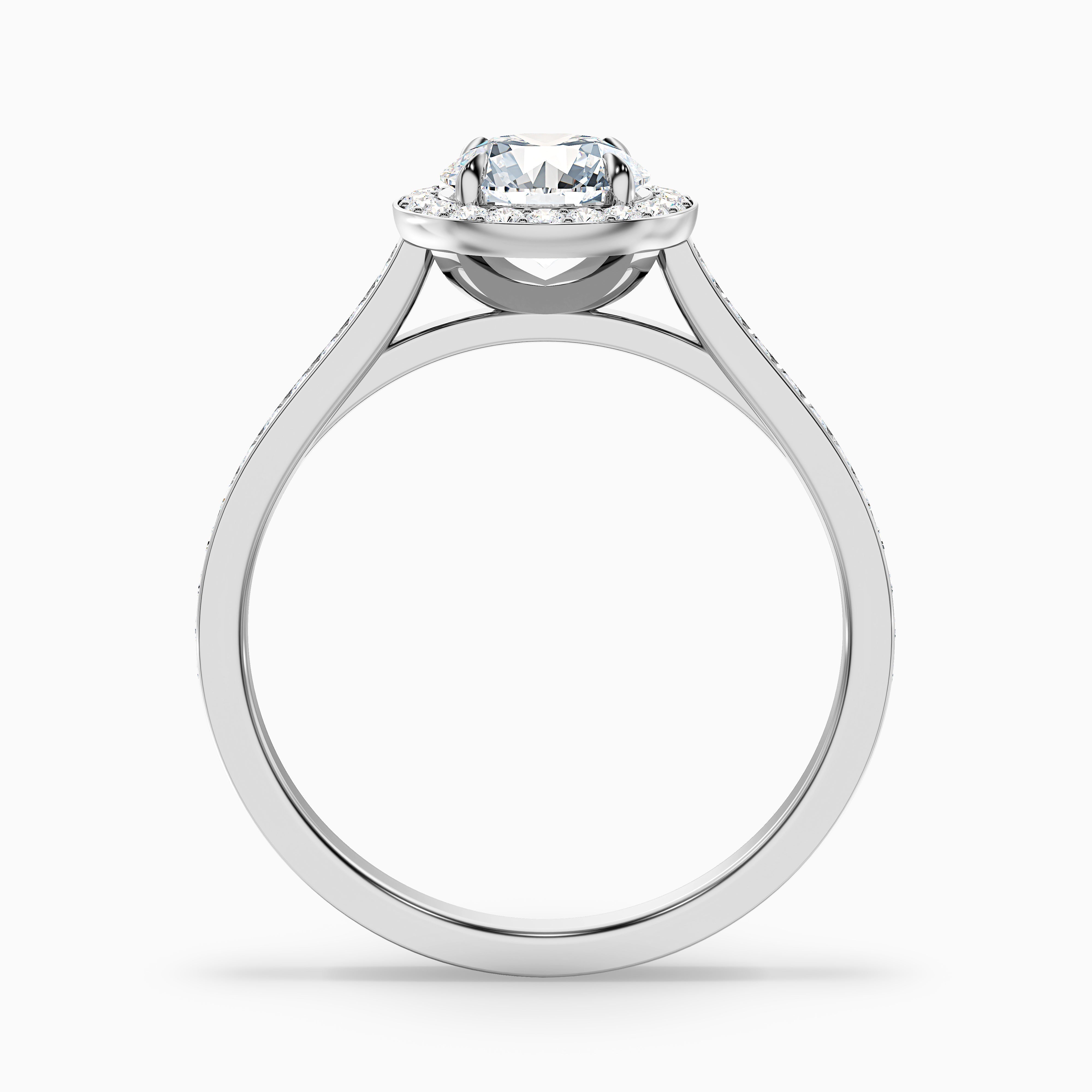 Jessy 3 Carat Round Halo Pave Moissanite Engagement Ring in Platinum