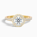 Jessy 3 Carat Round Halo Pave Moissanite Engagement Ring in 14k Yellow Gold