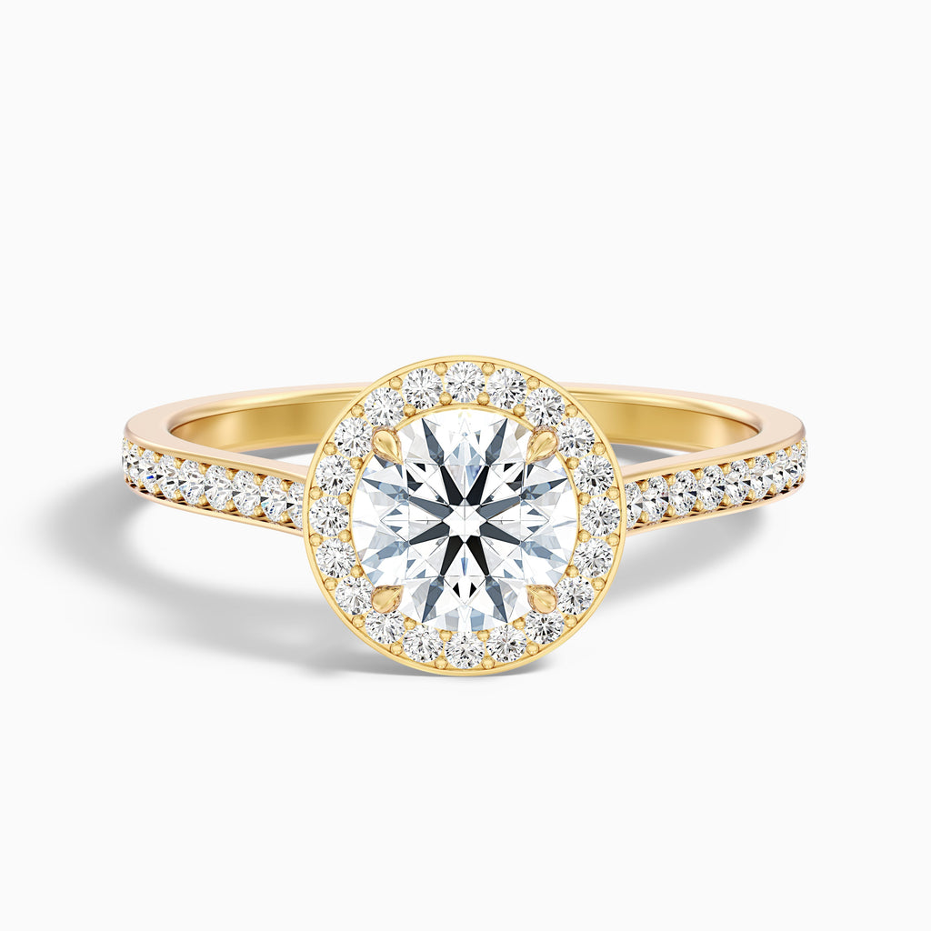 Jessy 4 Carat Round Halo Pave Moissanite Engagement Ring in Platinum