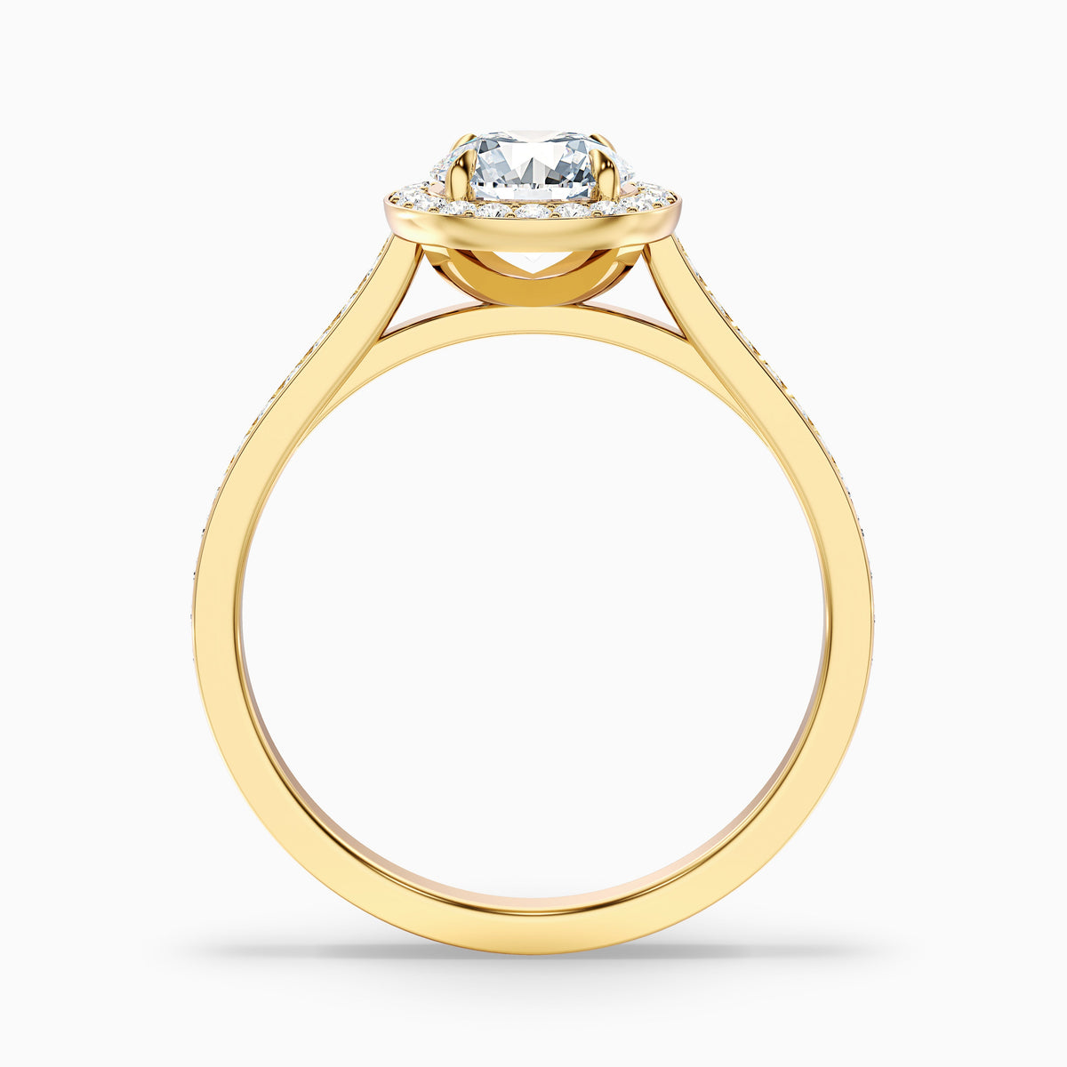 Jessy 5 Carat Round Halo Pave Moissanite Engagement Ring in 14k White Gold