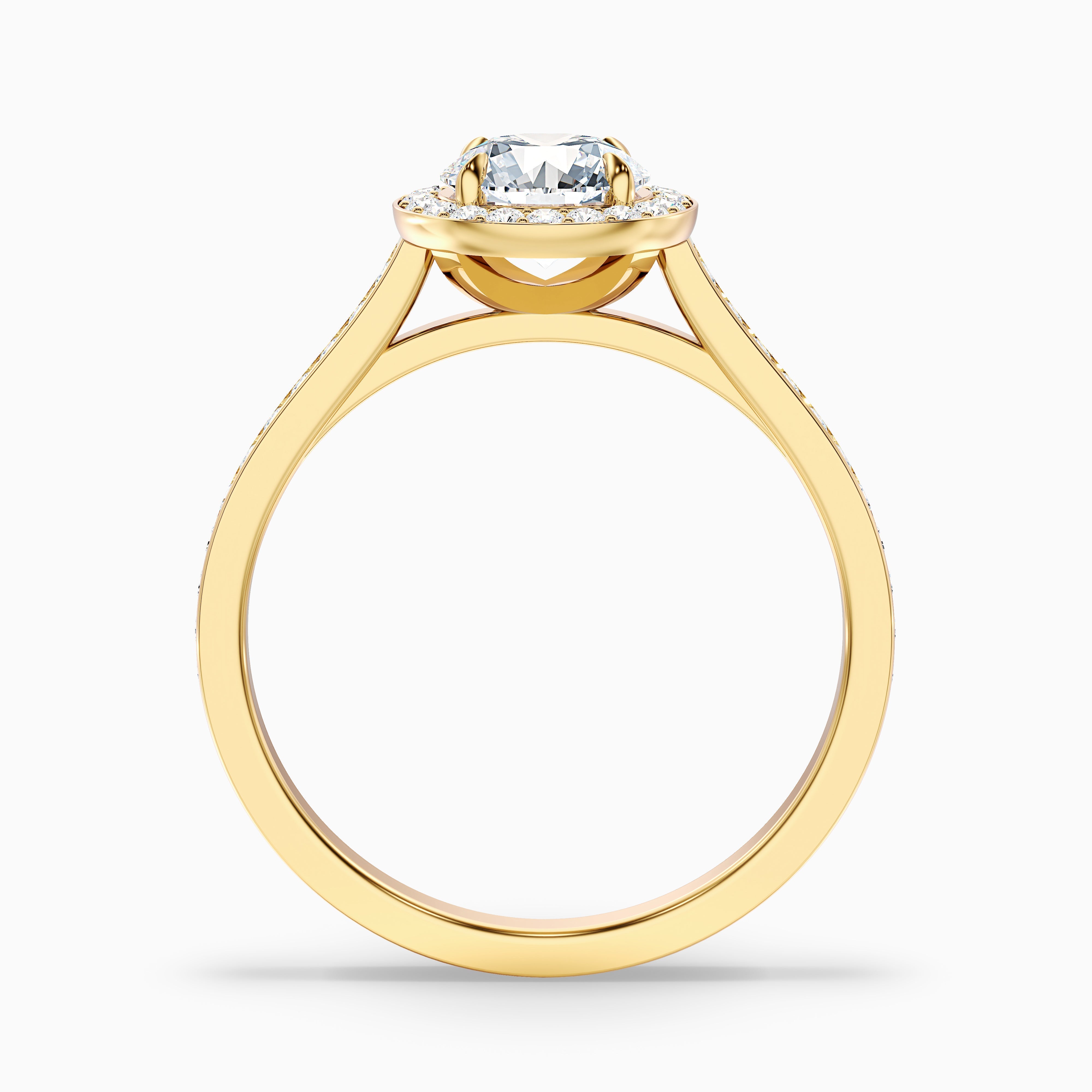 Jessy 3 Carat Round Halo Pave Moissanite Engagement Ring in Platinum