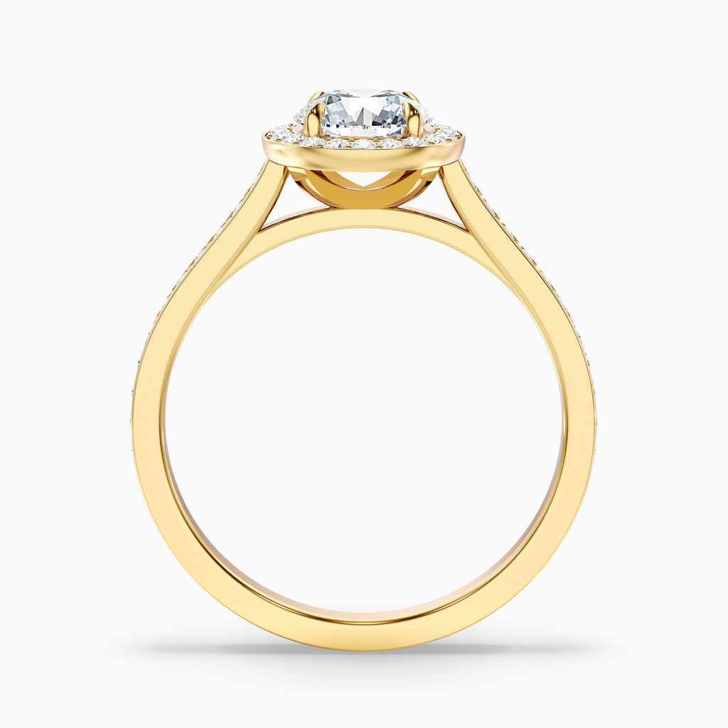 Jessy 2.5 Carat Round Halo Pave Moissanite Engagement Ring in 10k Yellow Gold