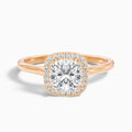 Jeri 5 Carat Cushion Cut Halo Moissanite Engagement Ring in 14k Rose Gold