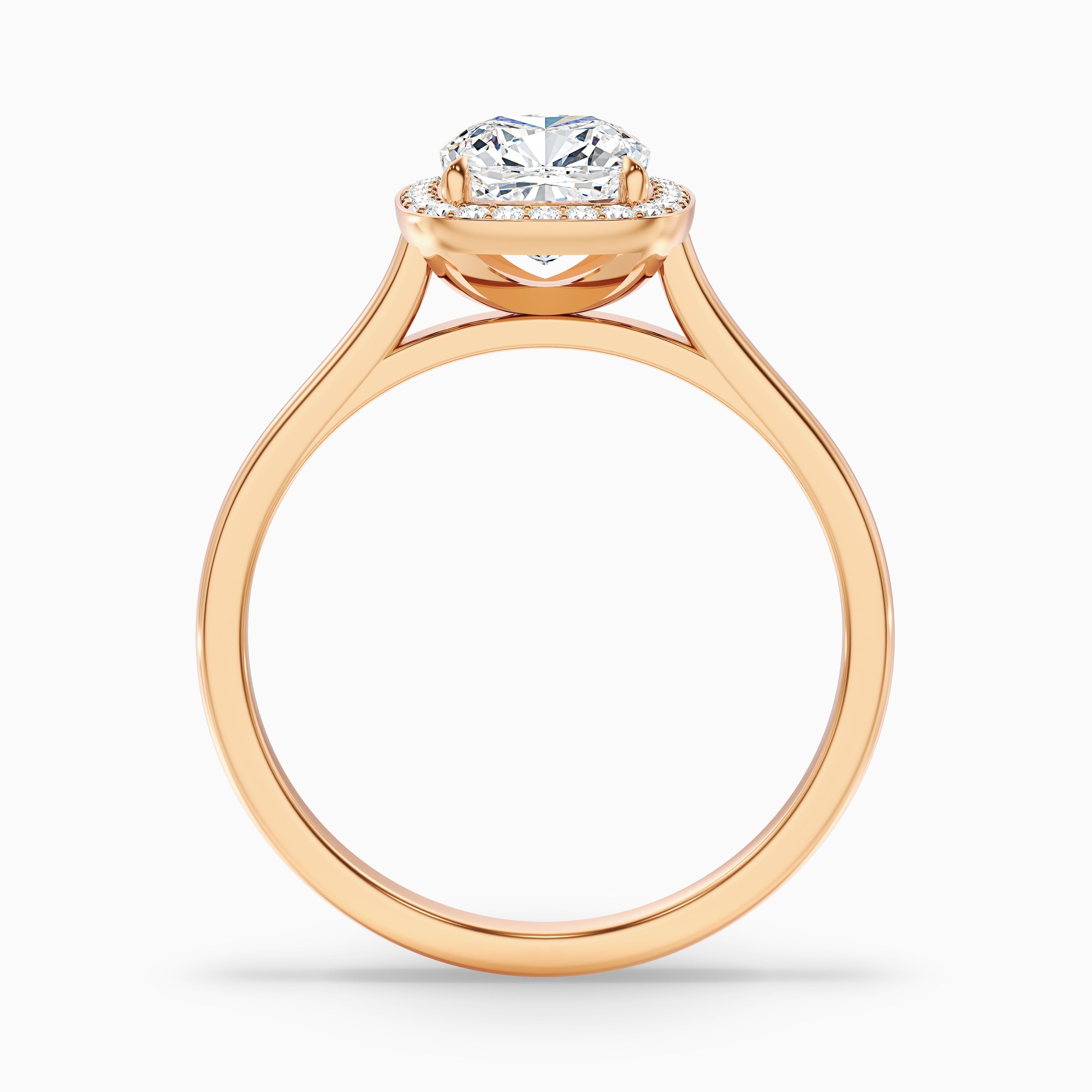 Jeri 4.5 Carat Cushion Cut Halo Moissanite Engagement Ring in 14k Rose Gold